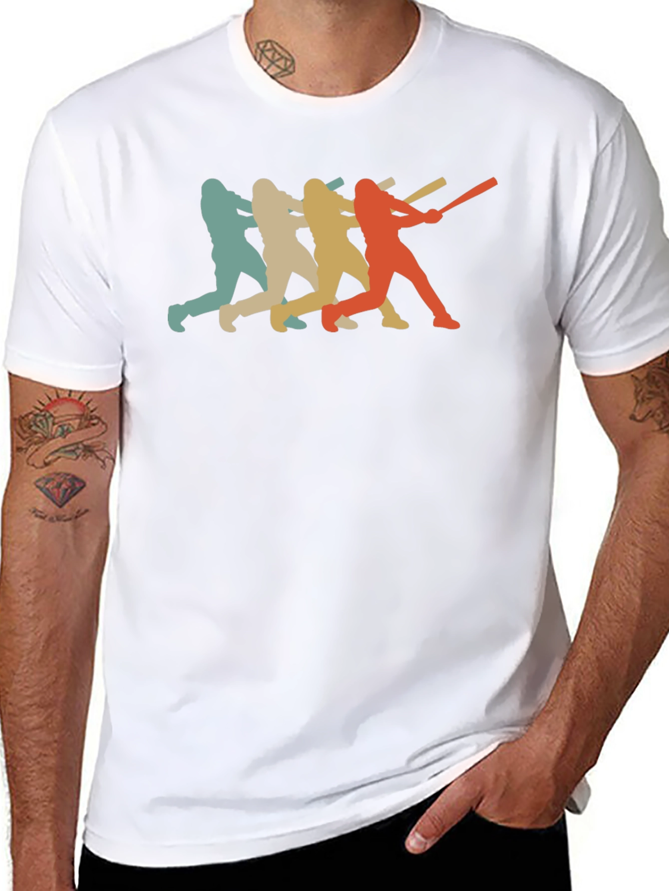 Retro Baseball Player Graphic T-Shirt