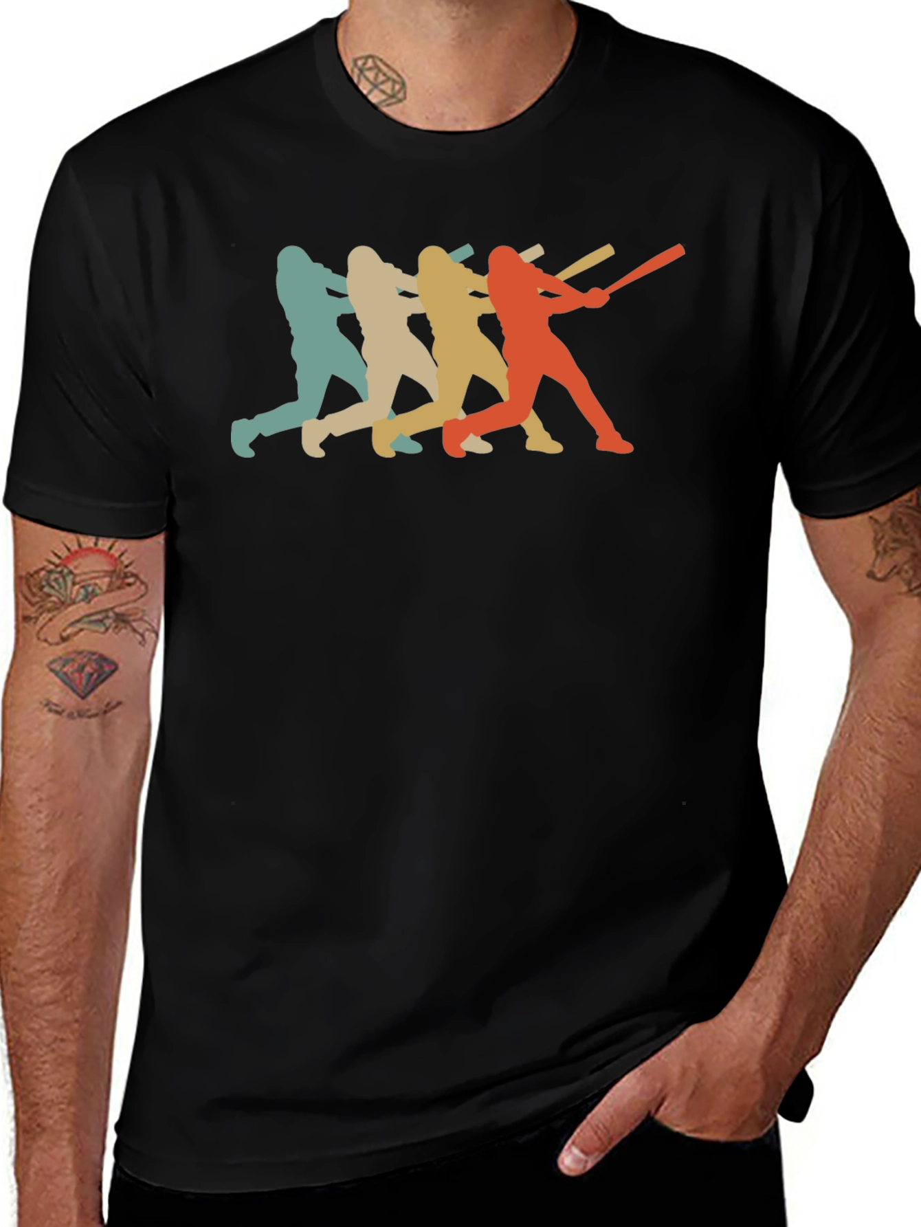 Retro Baseball Player Graphic T-Shirt
