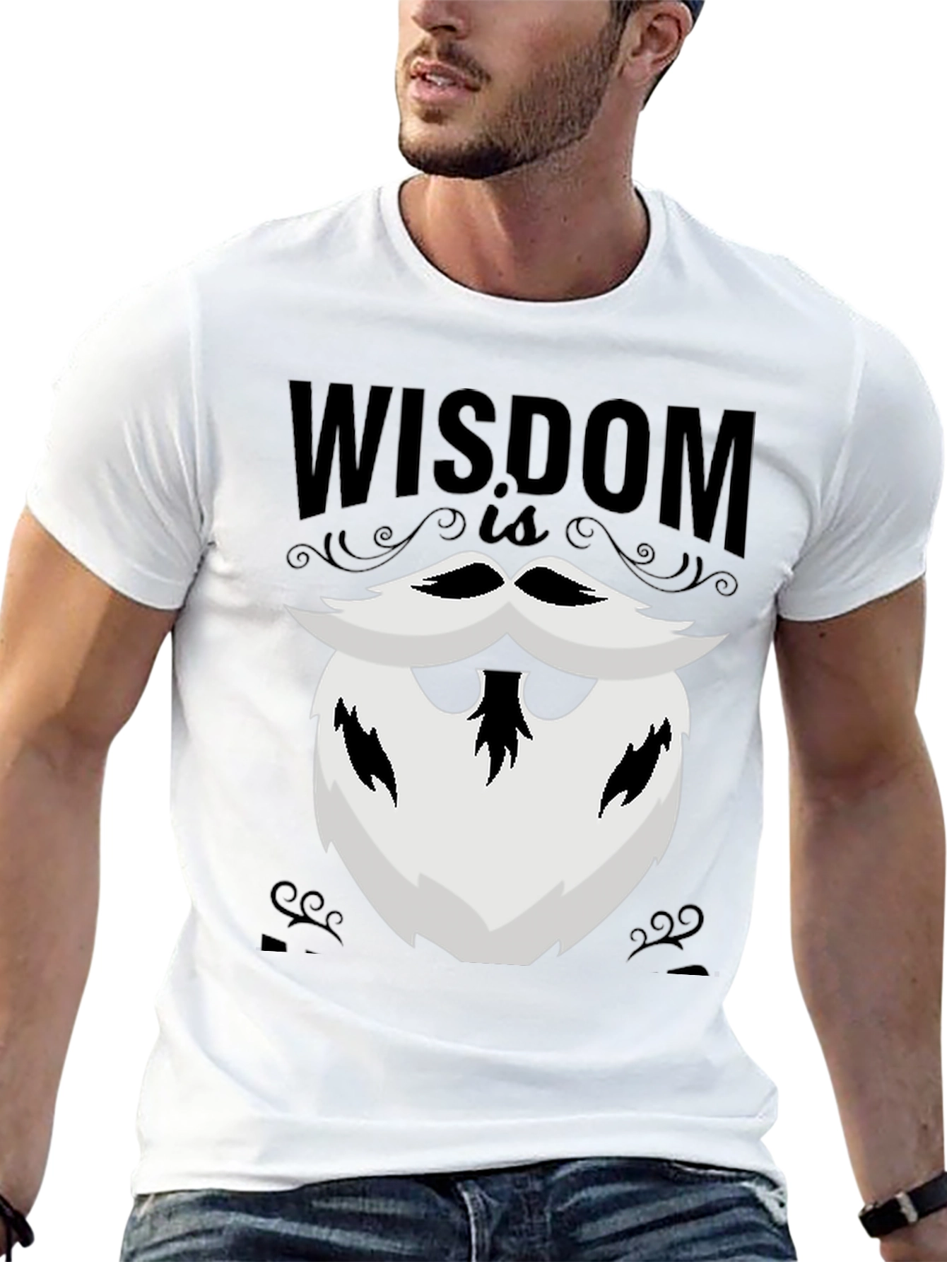 Wisdom Beard Graphic Tee - Black Cotton T-Shirt
