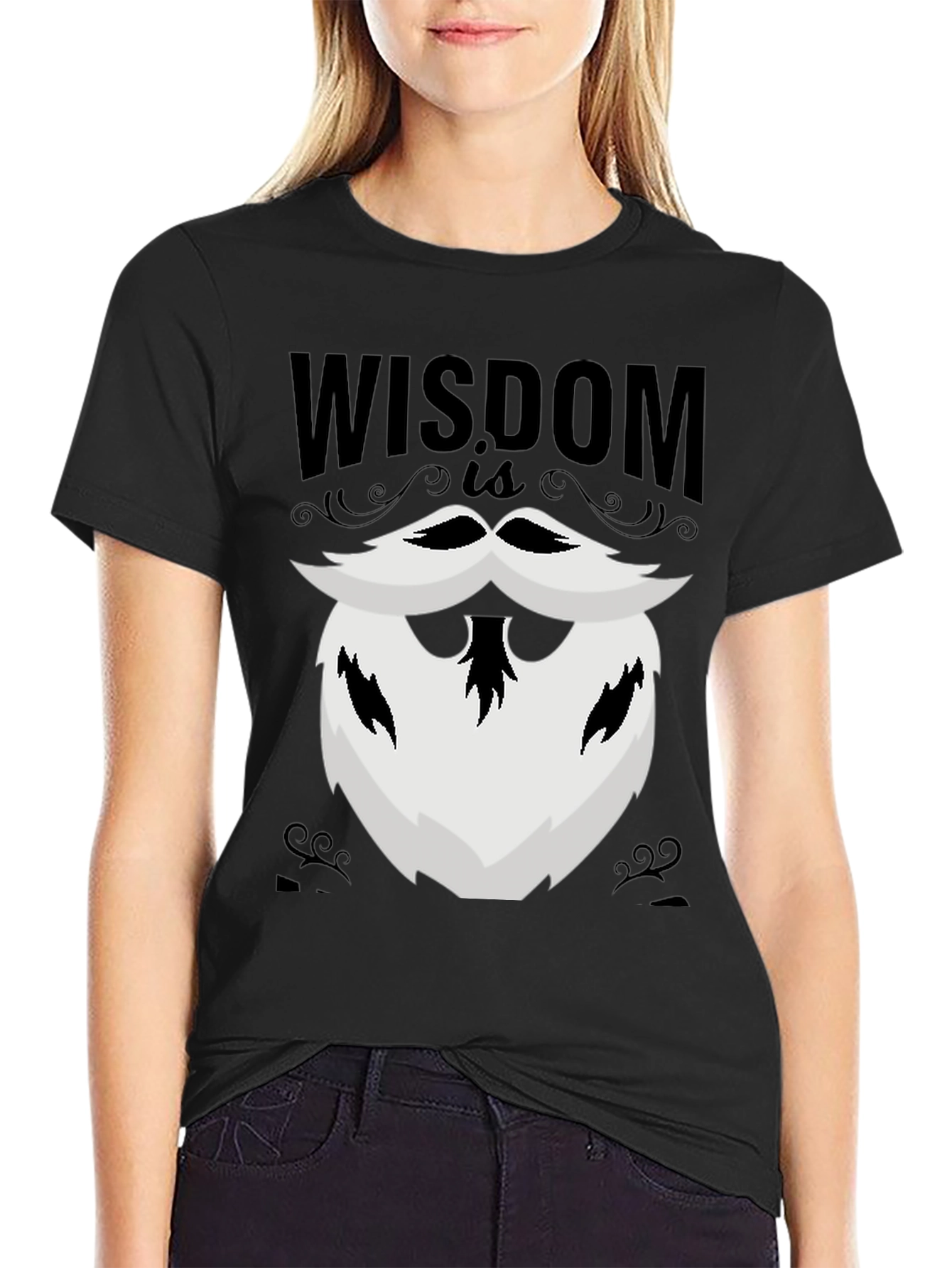 Wisdom Beard Graphic Tee - Black Cotton T-Shirt