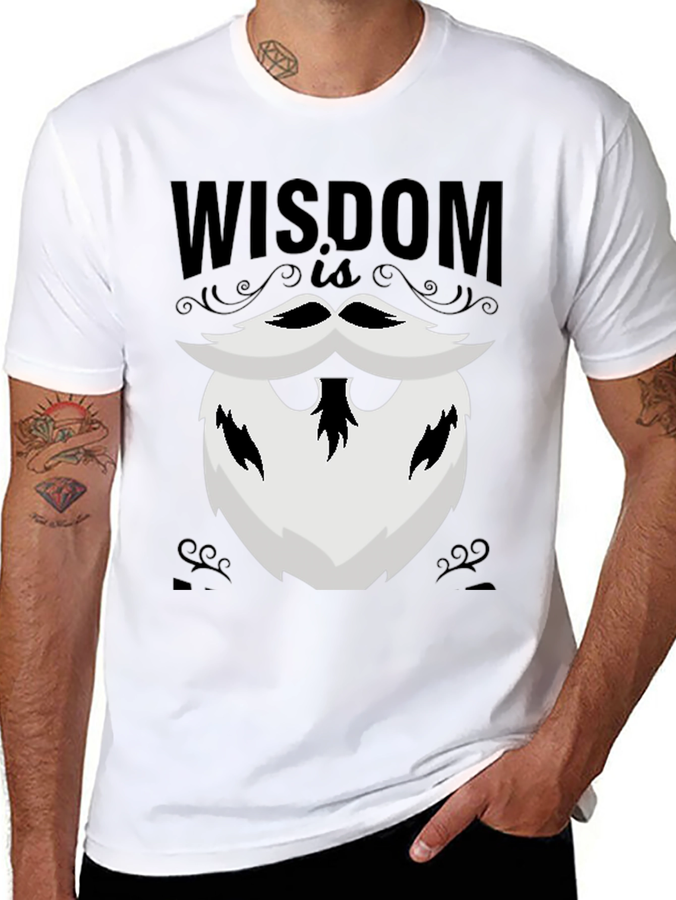 Wisdom Beard Graphic Tee - Black Cotton T-Shirt