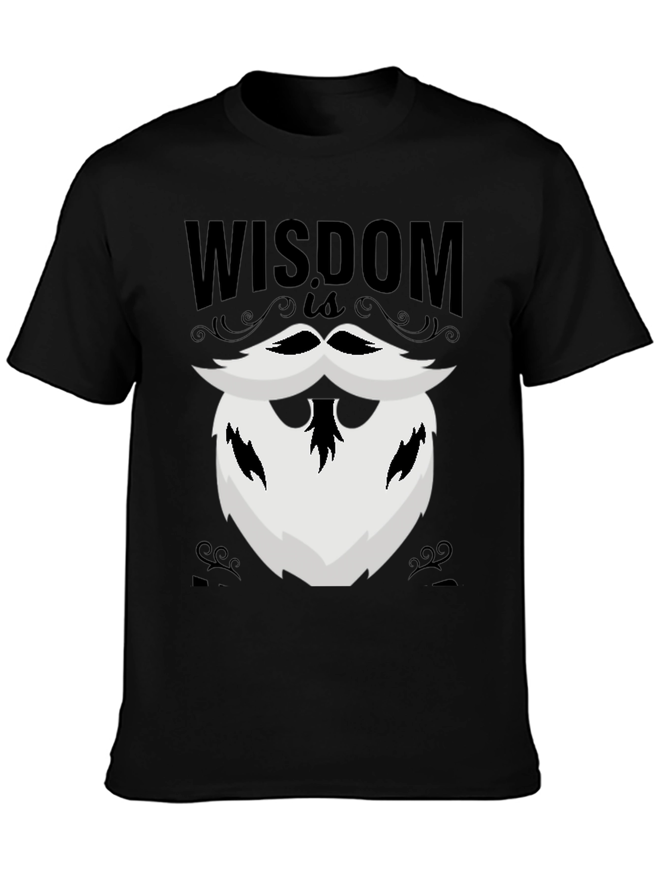 Wisdom Beard Graphic Tee - Black Cotton T-Shirt