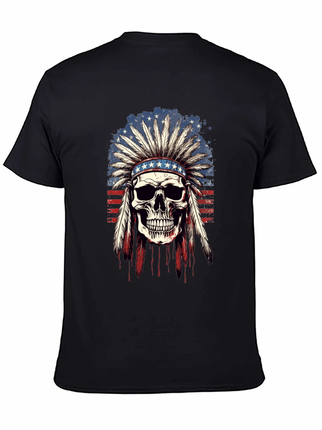 American Indian Skull Graphic T-Shirt
