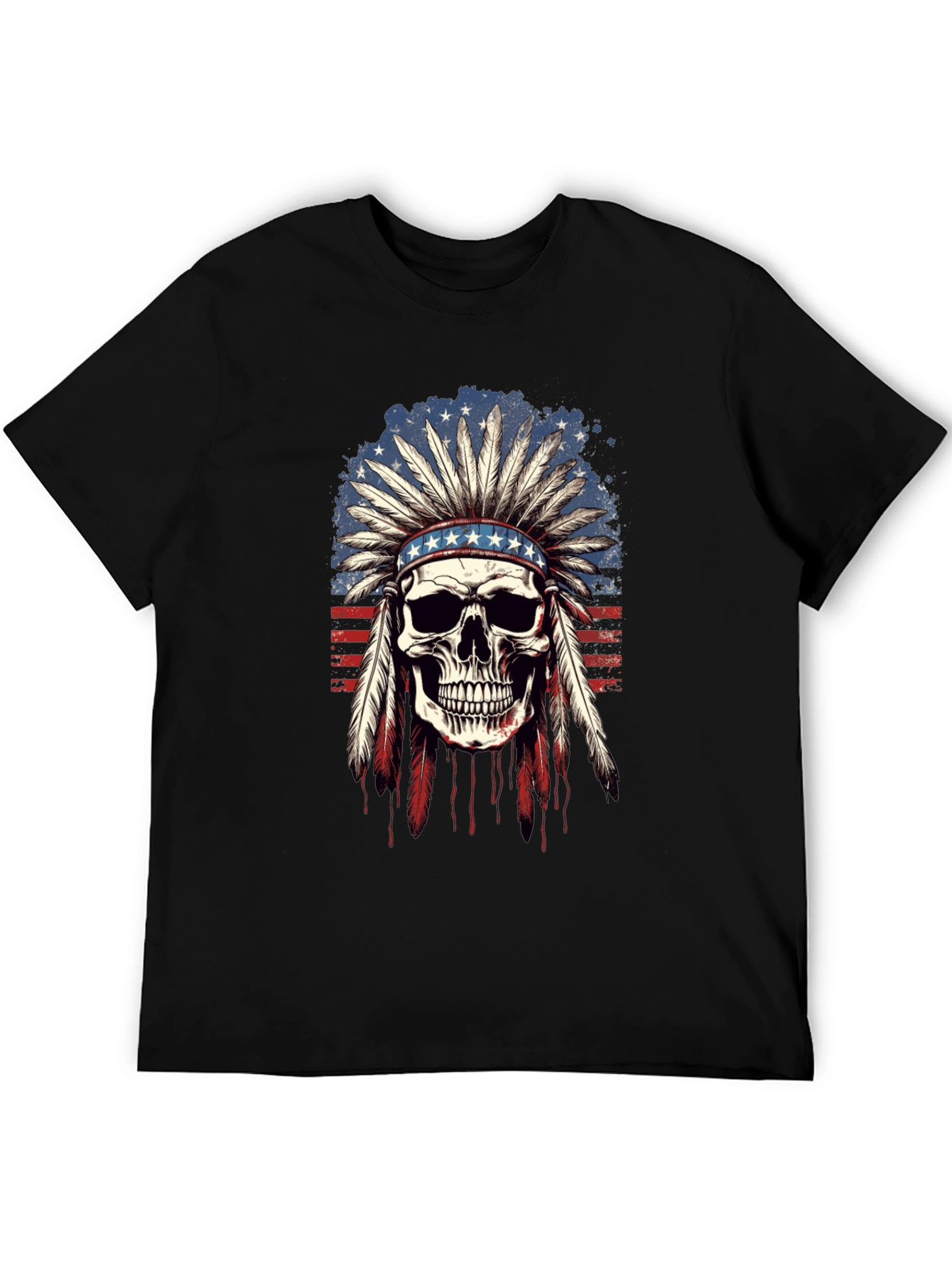 American Indian Skull Graphic T-Shirt