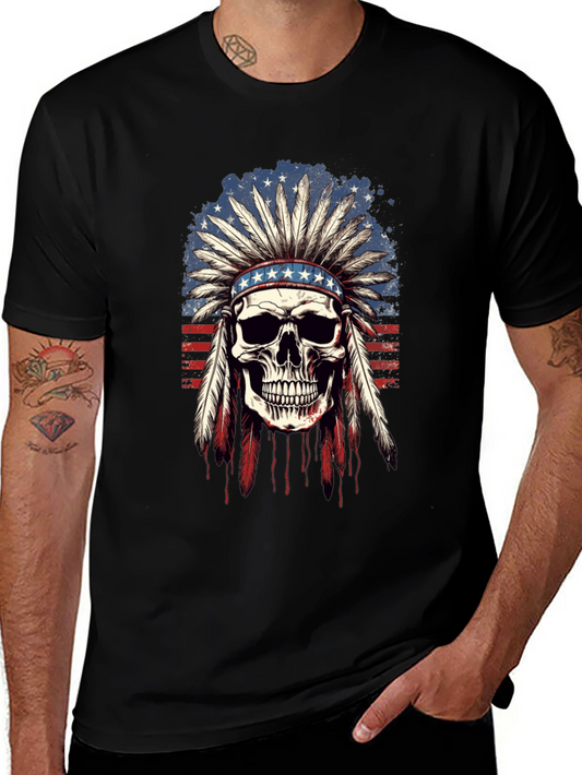 American Indian Skull Graphic T-Shirt