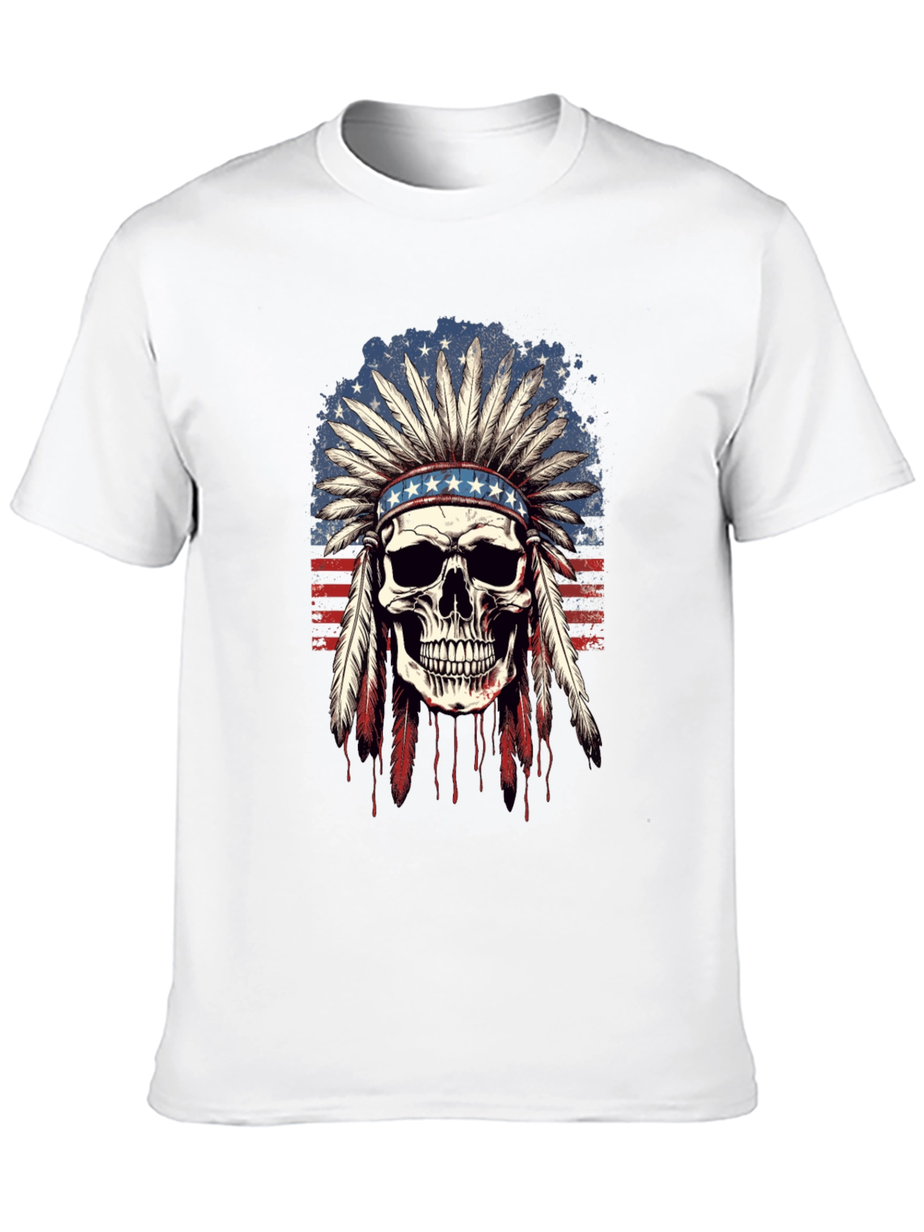 American Indian Skull Graphic T-Shirt