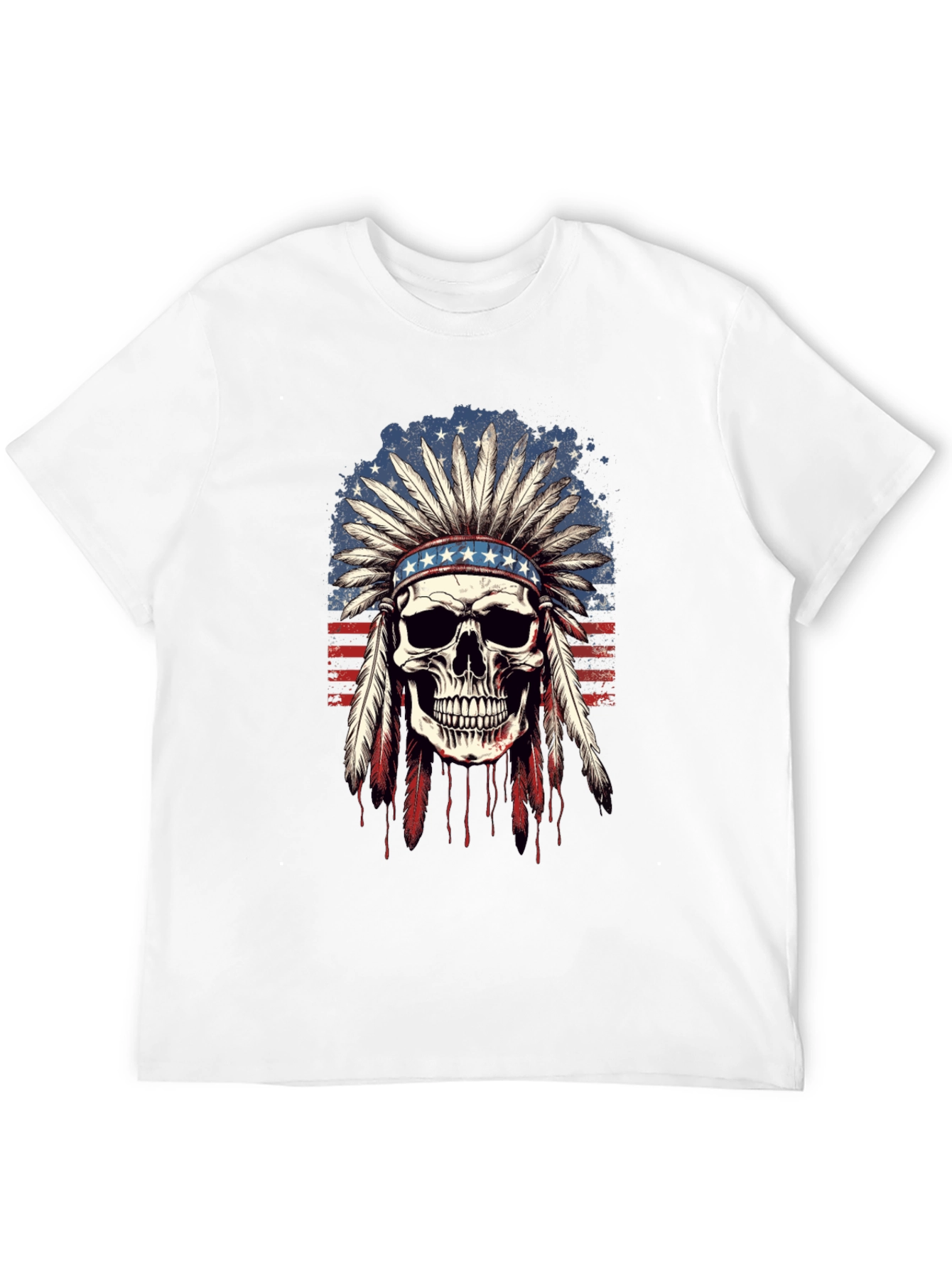 American Indian Skull Graphic T-Shirt