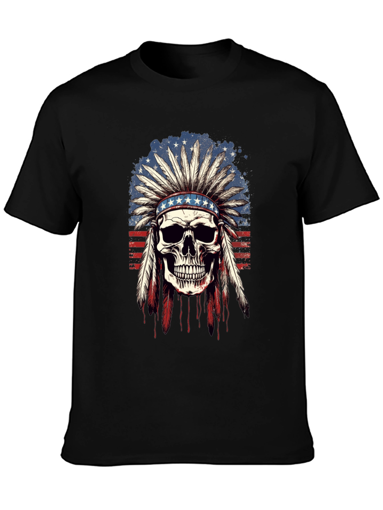 American Indian Skull Graphic T-Shirt