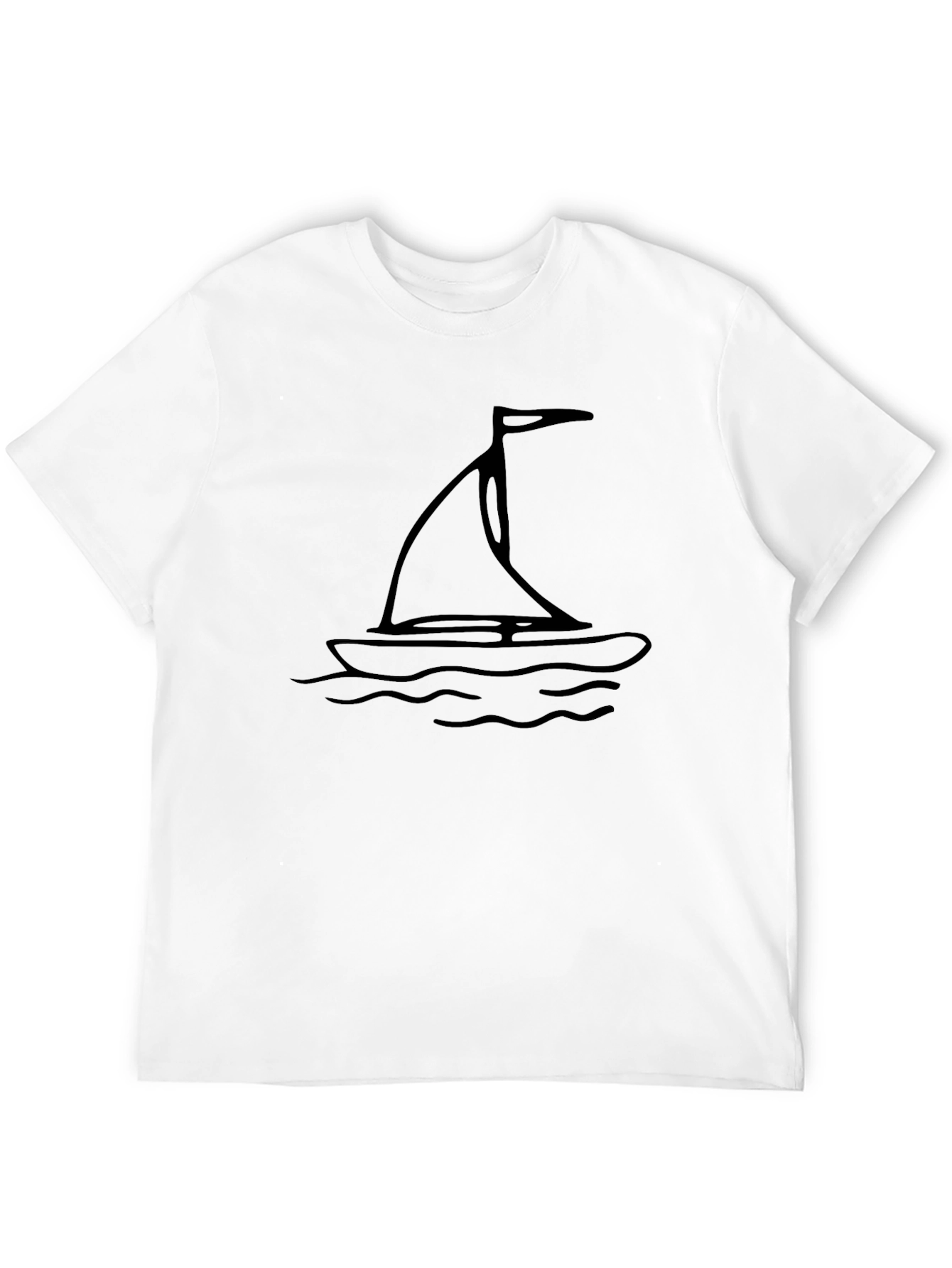 Sailboat Graphic Tee - Black Cotton Comfort