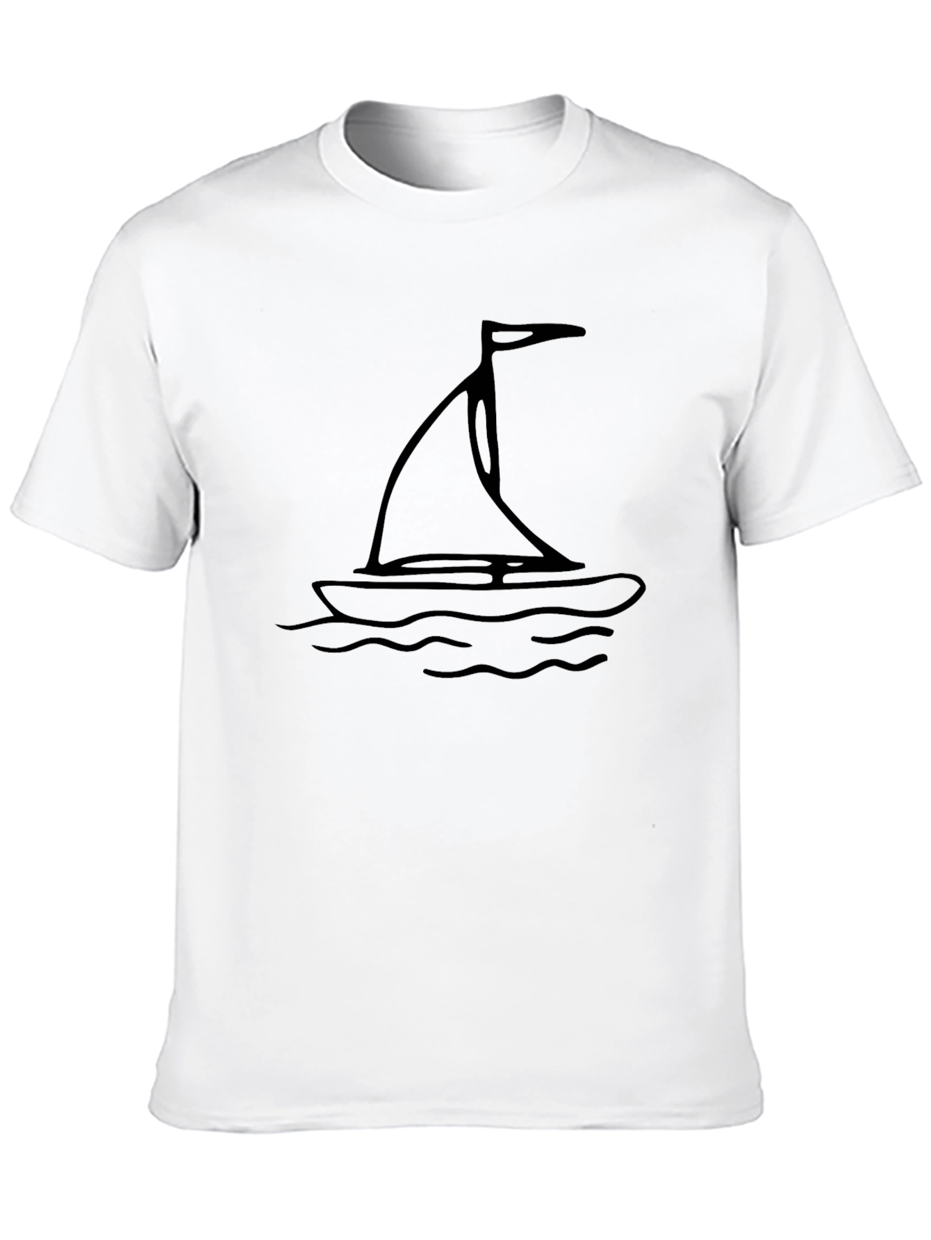 Sailboat Graphic Tee - Black Cotton Comfort