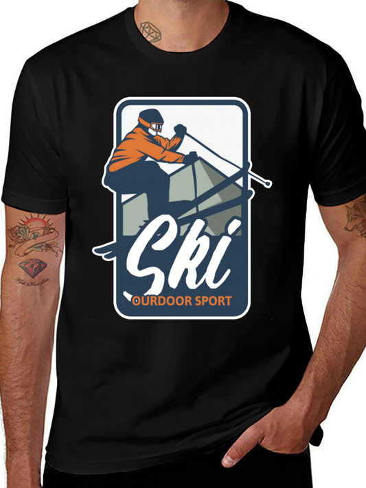 Mens Ski Outdoor Sport Graphic T-Shirt