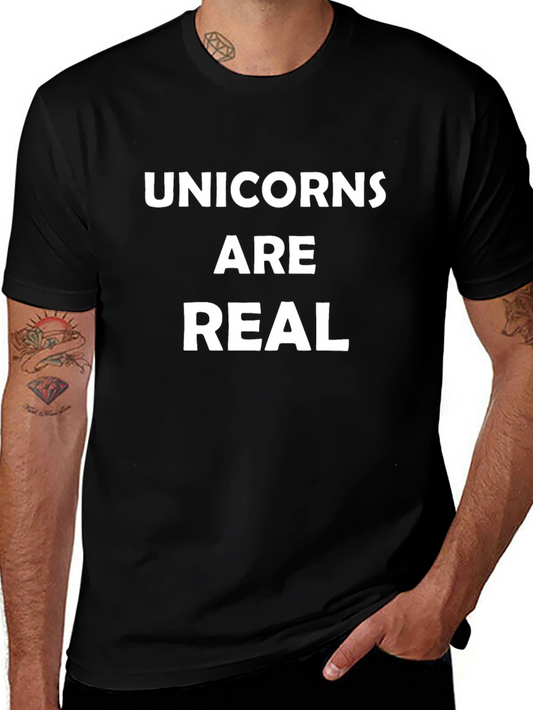Unicorns Are Real - Black Graphic T-Shirt