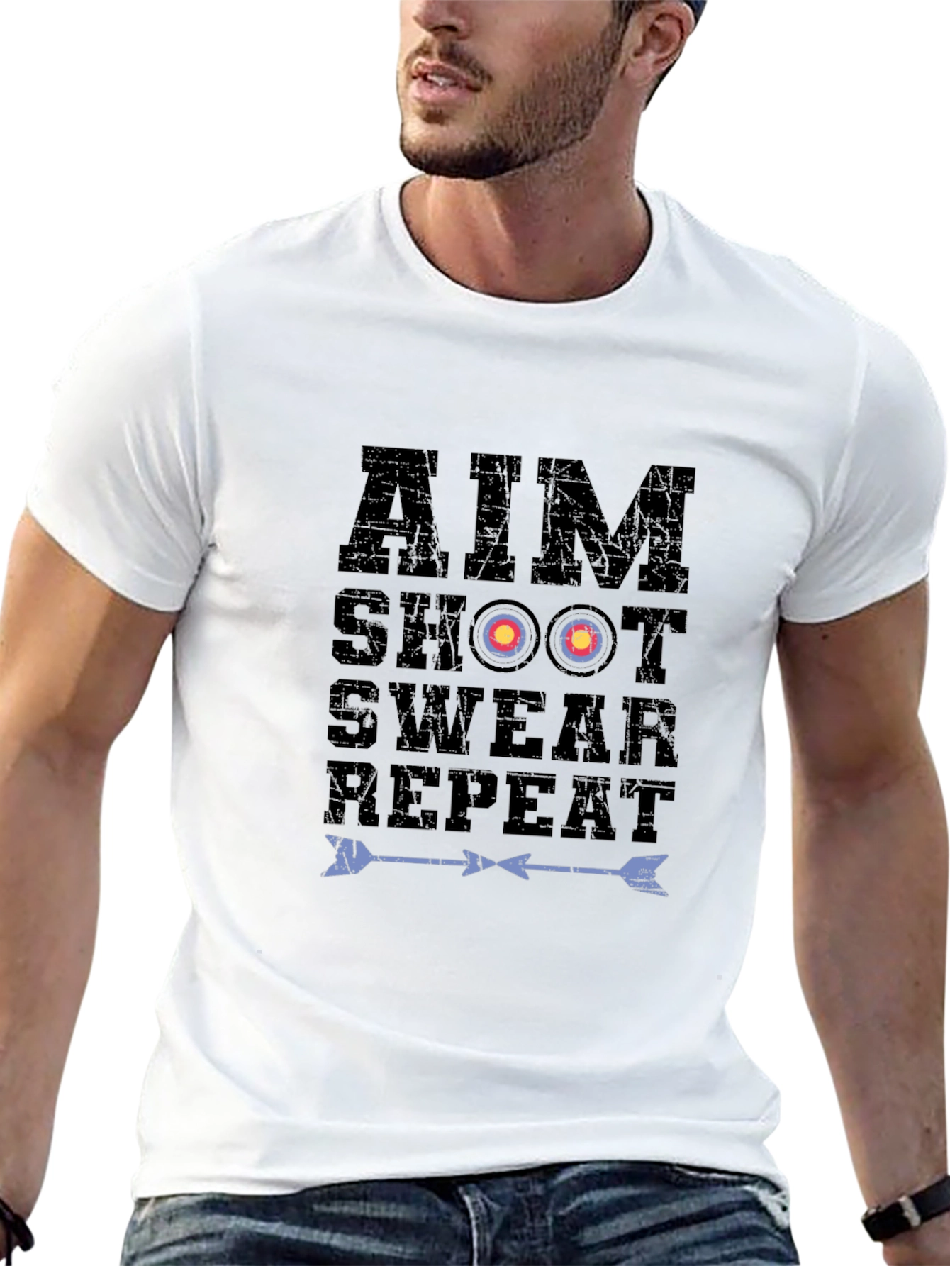 Archery Aim Shoot Swear Repeat Graphic T-Shirt