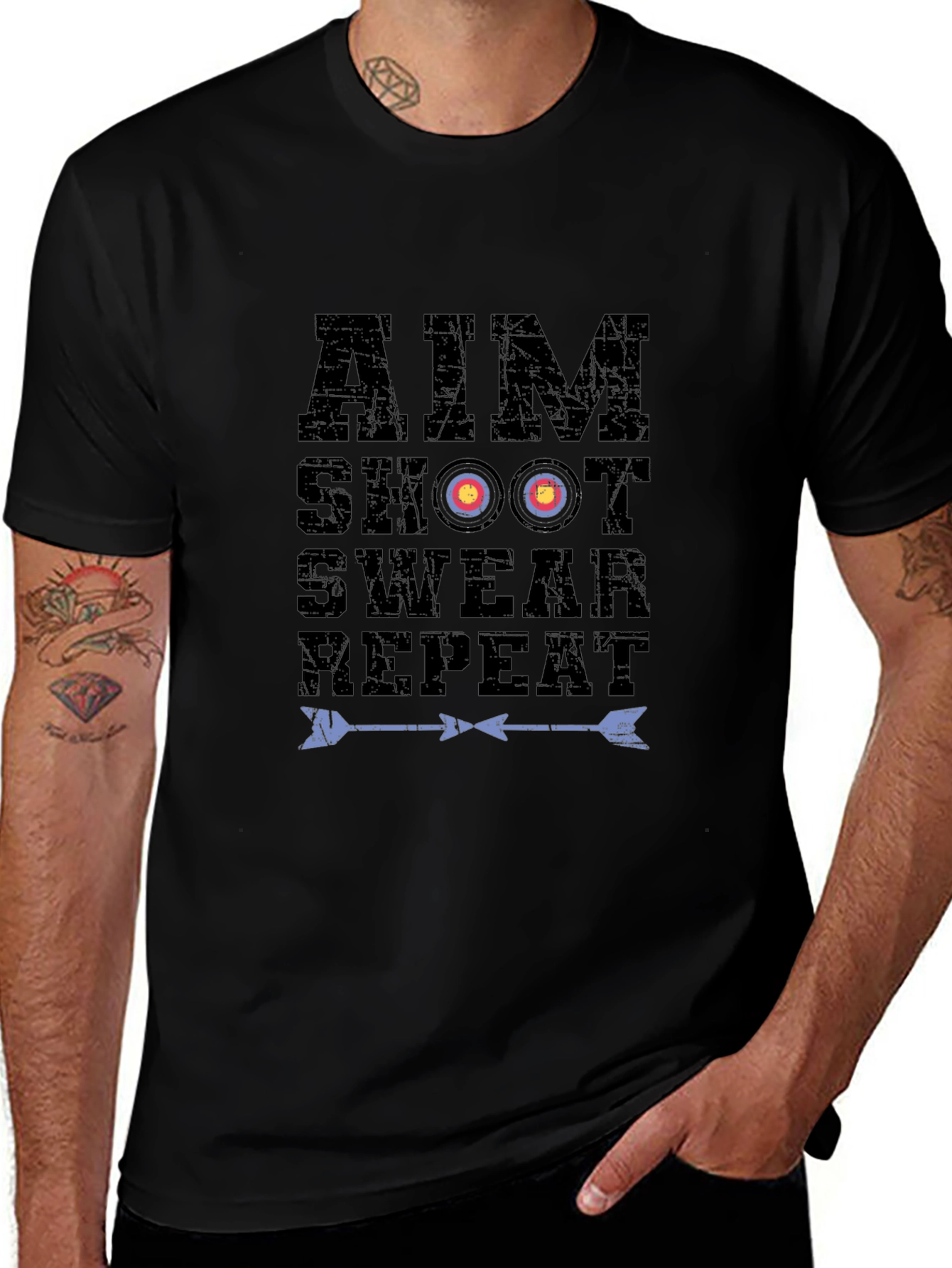 Archery Aim Shoot Swear Repeat Graphic T-Shirt