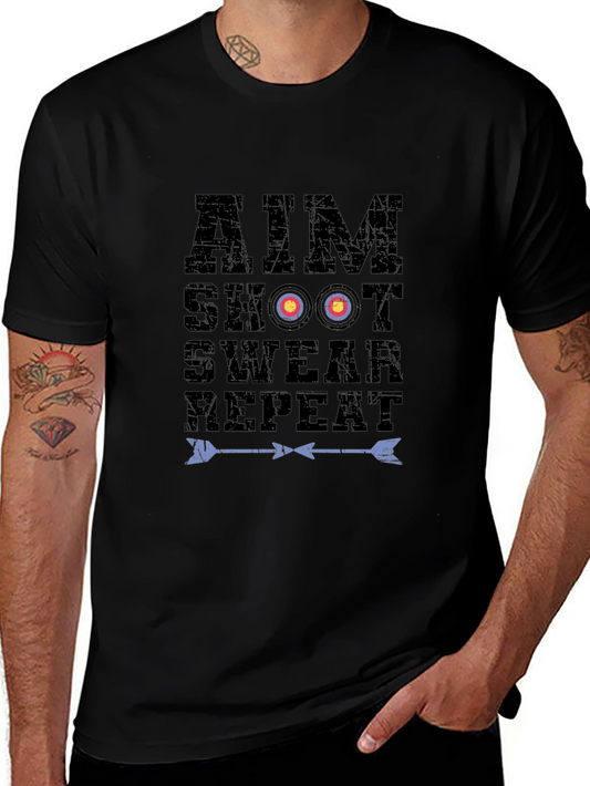 Archery Aim Shoot Swear Repeat Graphic T-Shirt