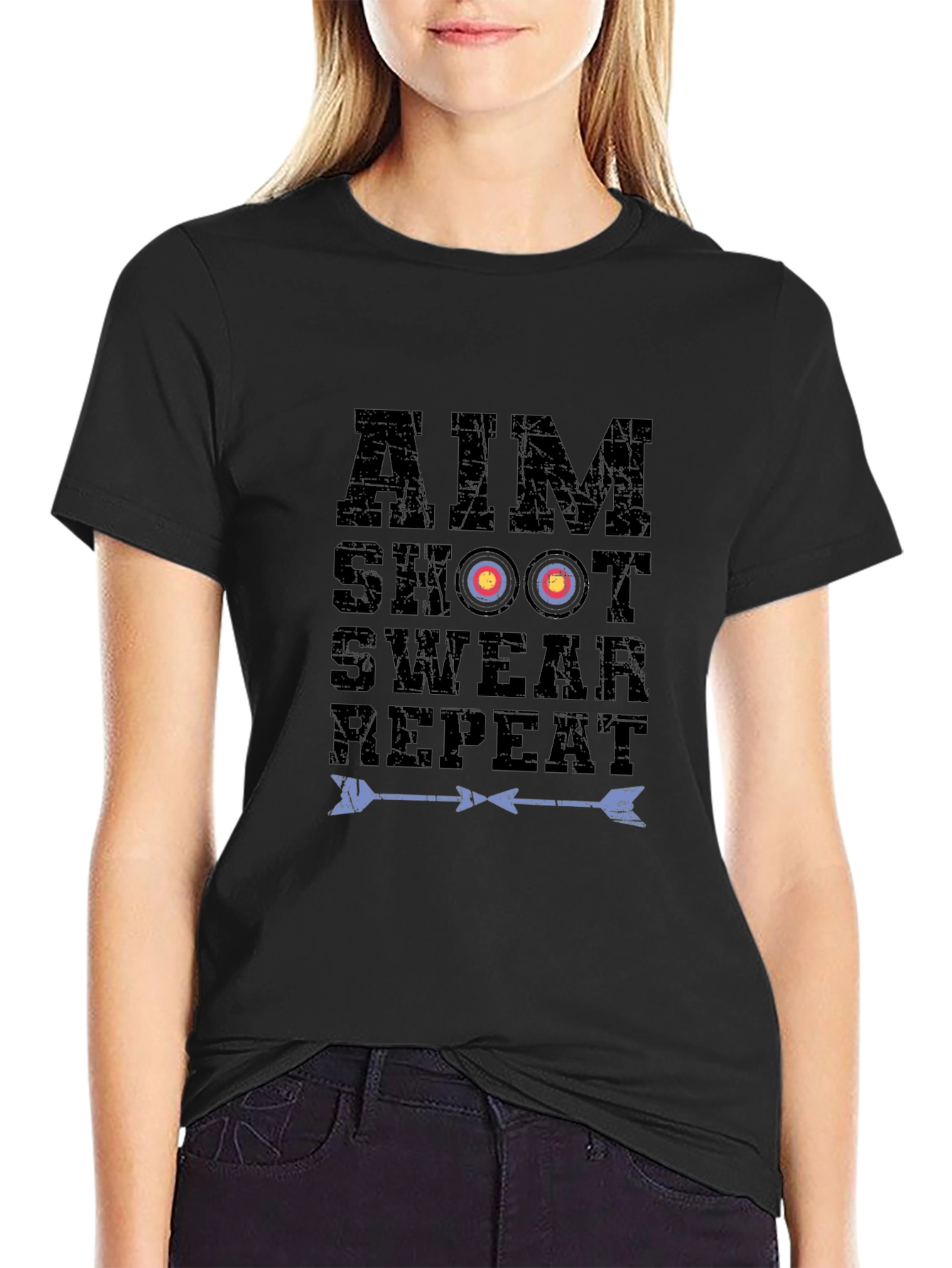 Archery Aim Shoot Swear Repeat Graphic T-Shirt
