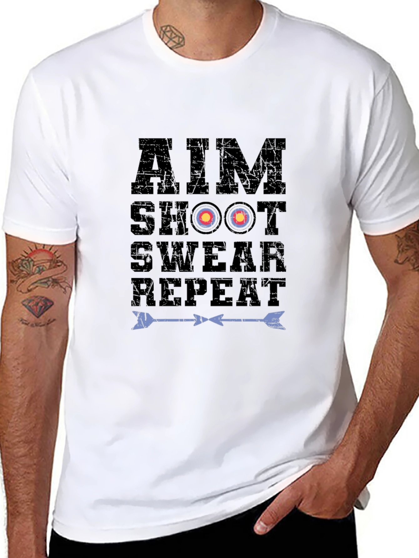 Archery Aim Shoot Swear Repeat Graphic T-Shirt
