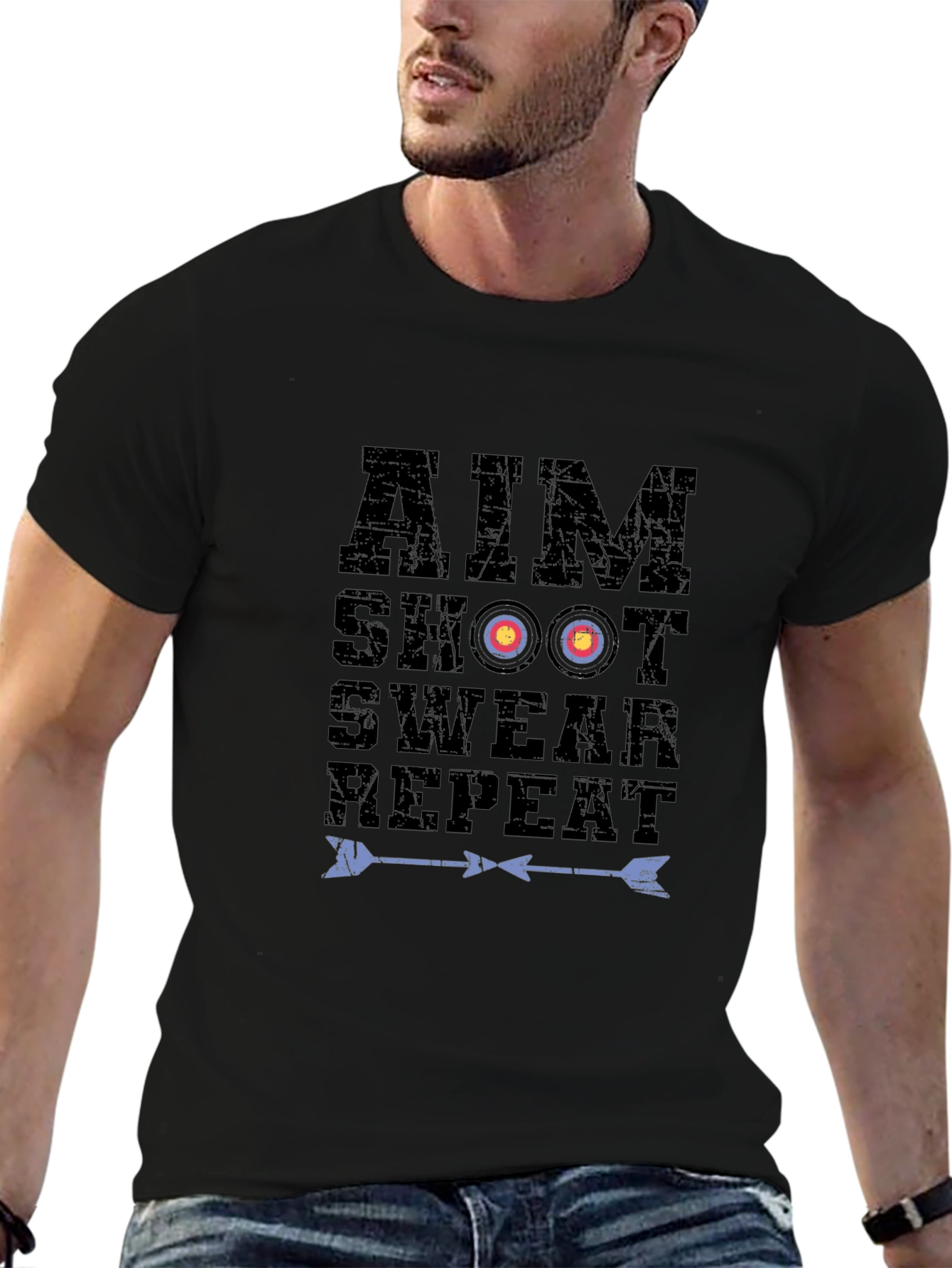 Archery Aim Shoot Swear Repeat Graphic T-Shirt