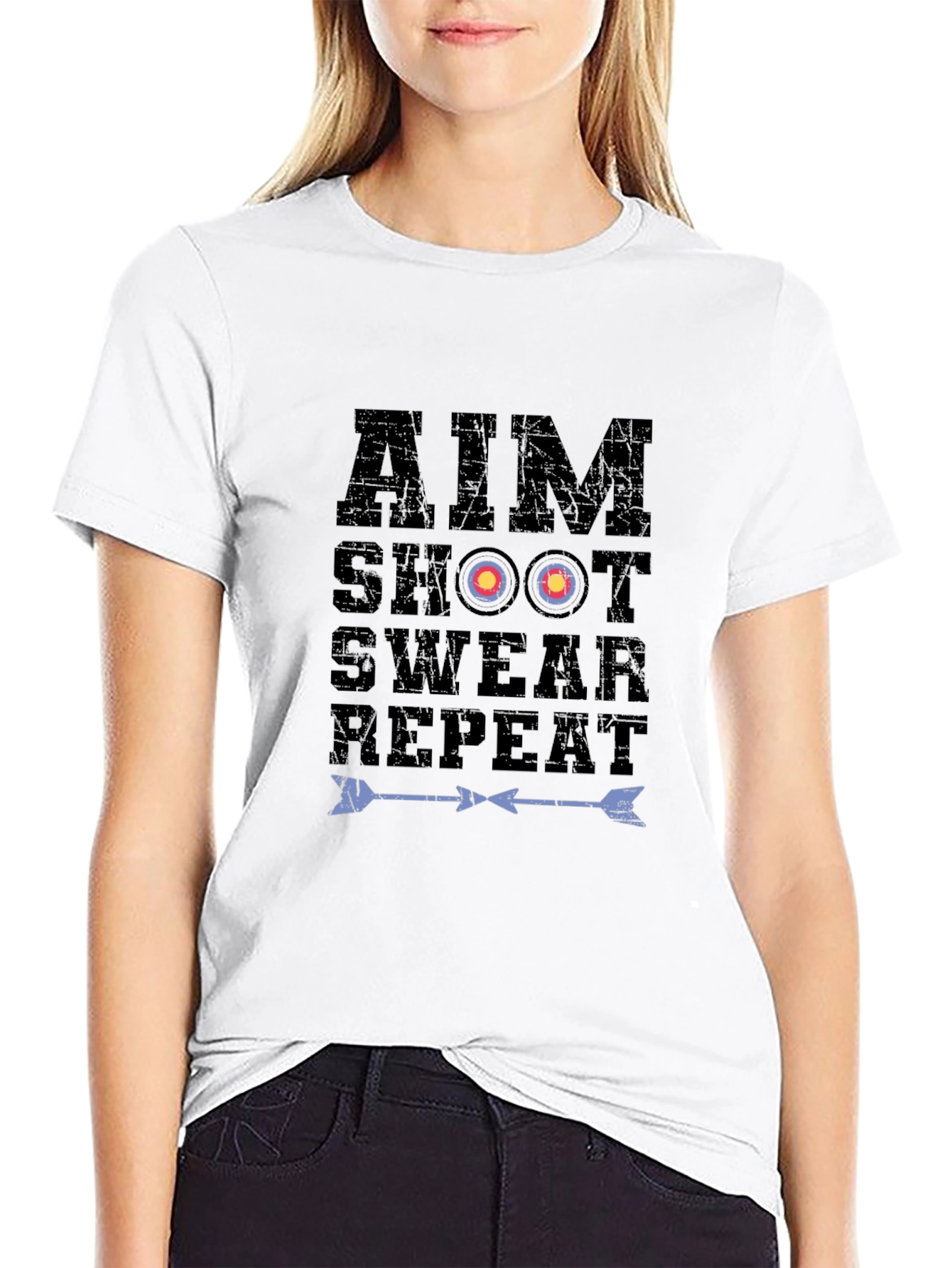 Archery Aim Shoot Swear Repeat Graphic T-Shirt