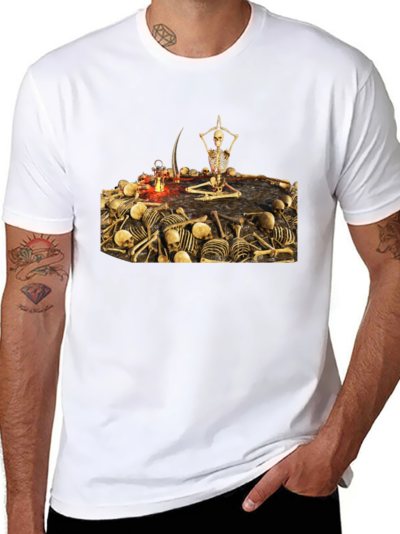 Skeleton Yoga T-Shirt - Meditating Grim Reaper Tee