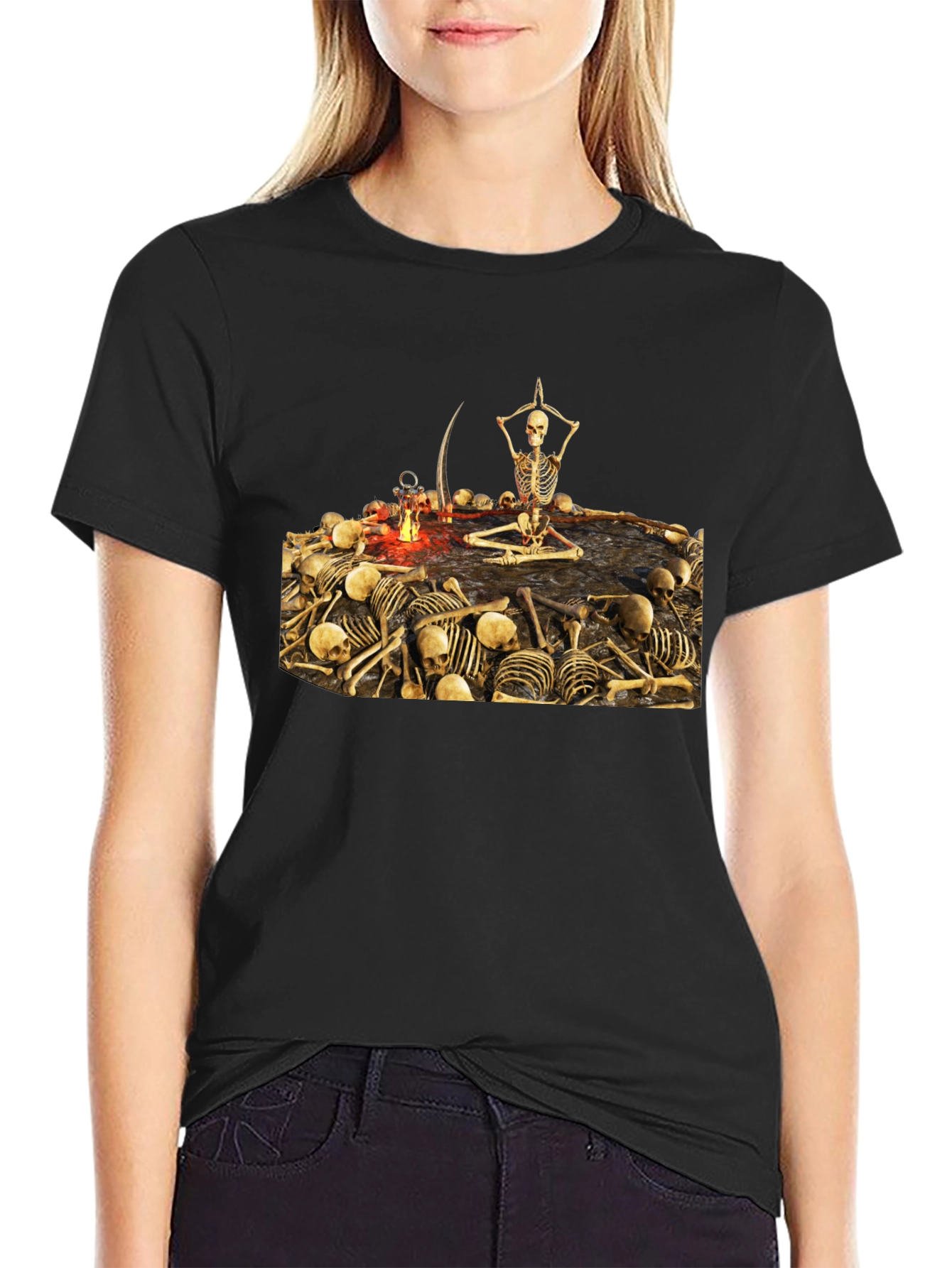 Skeleton Yoga T-Shirt - Meditating Grim Reaper Tee