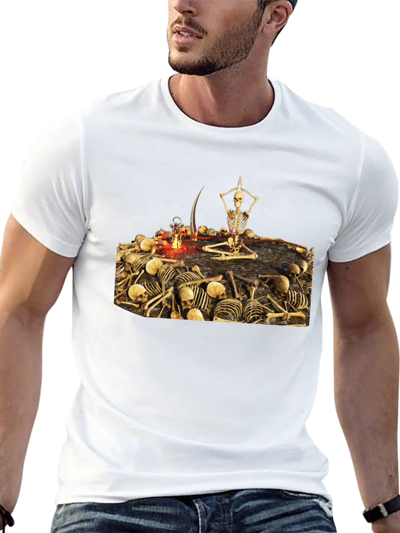 Skeleton Yoga T-Shirt - Meditating Grim Reaper Tee