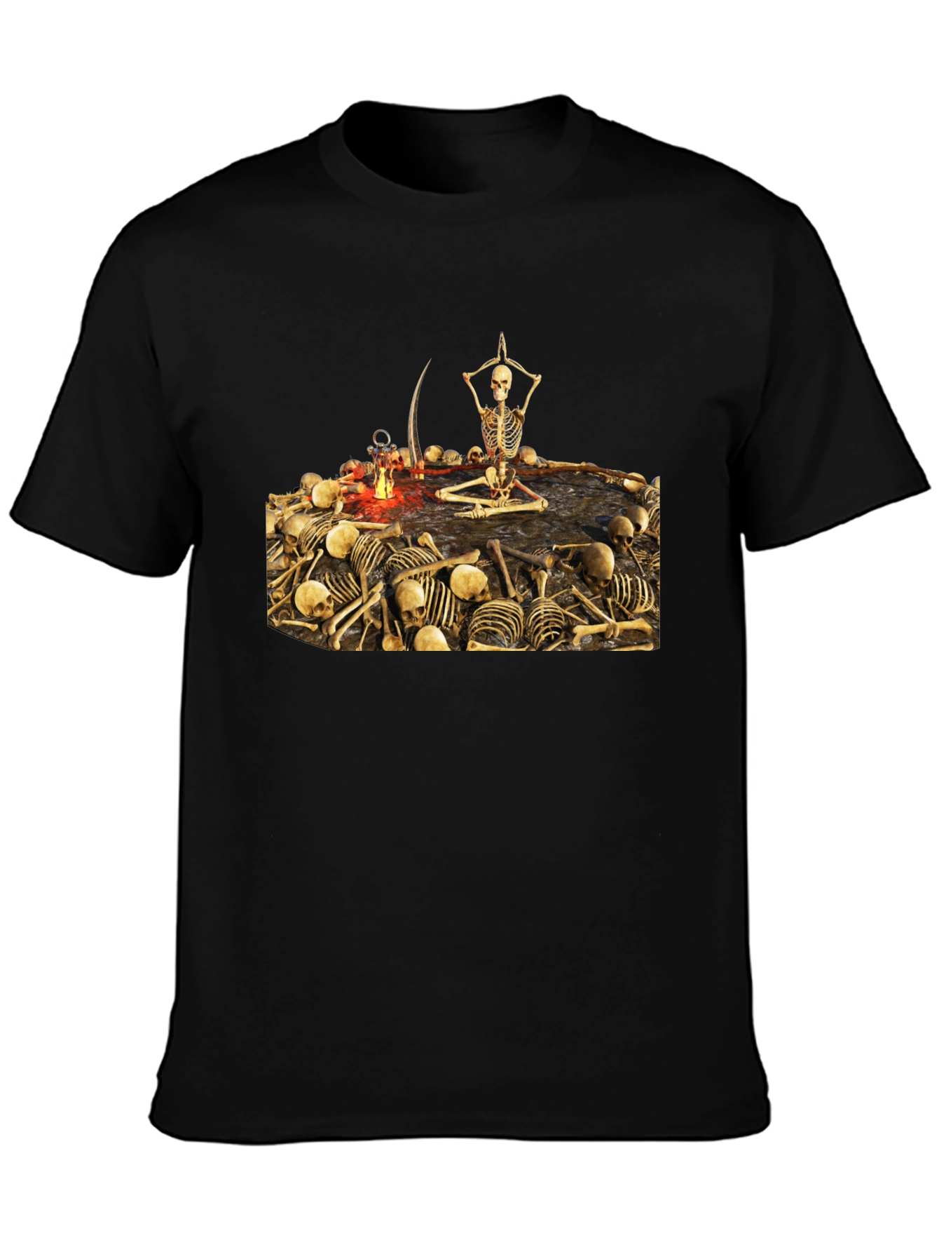 Skeleton Yoga T-Shirt - Meditating Grim Reaper Tee