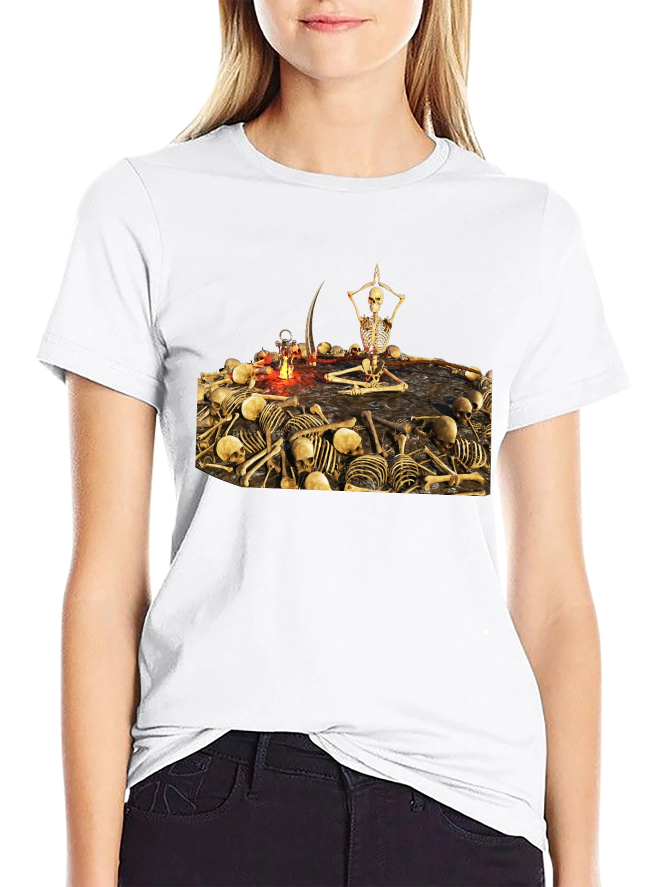 Skeleton Yoga T-Shirt - Meditating Grim Reaper Tee