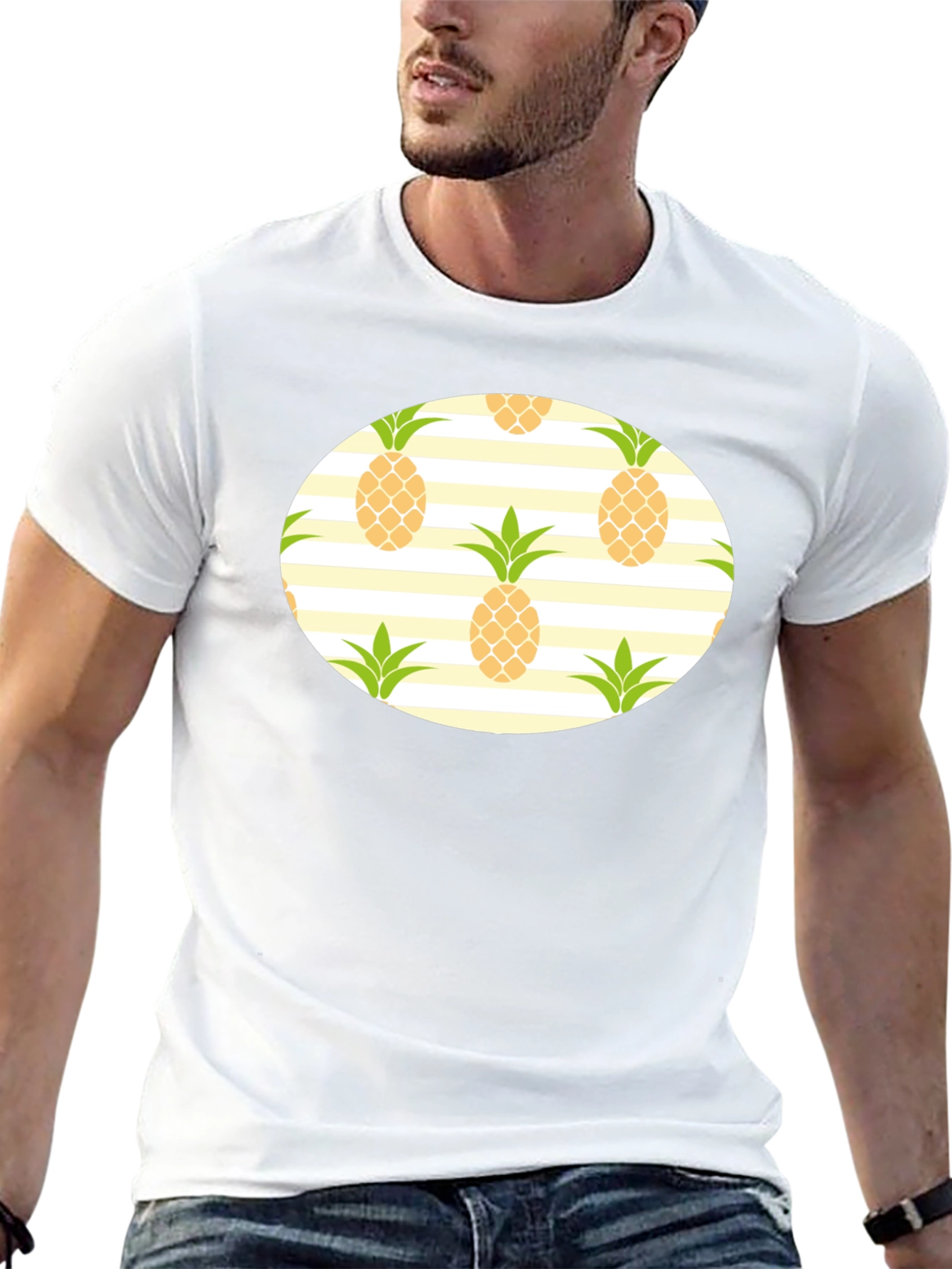 Pineapple Pattern Black T-Shirt
