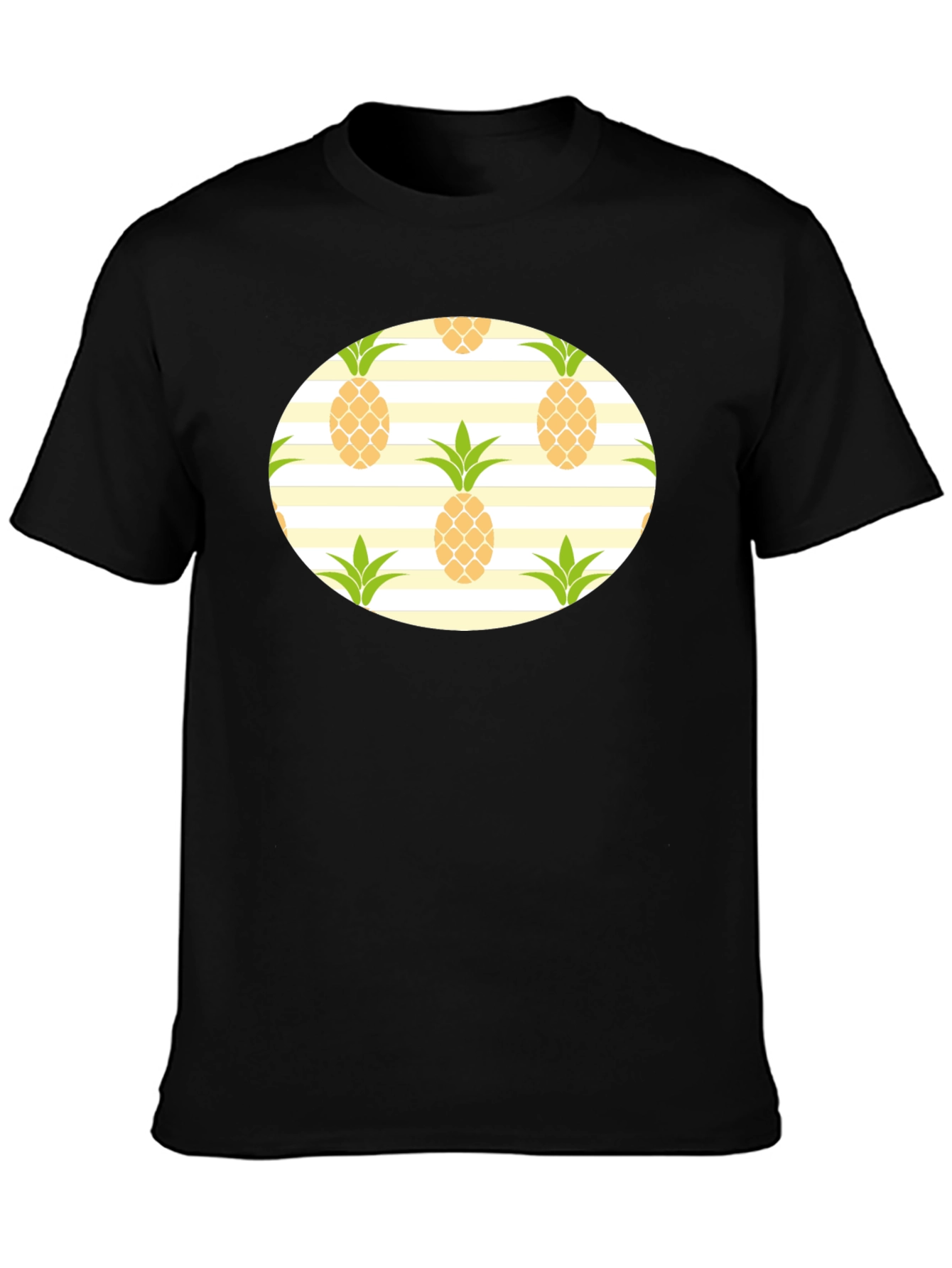 Pineapple Pattern Black T-Shirt