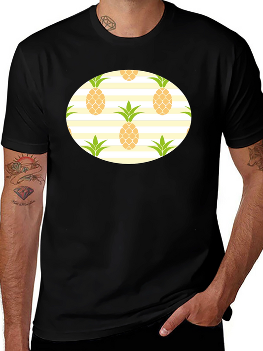 Pineapple Pattern Black T-Shirt