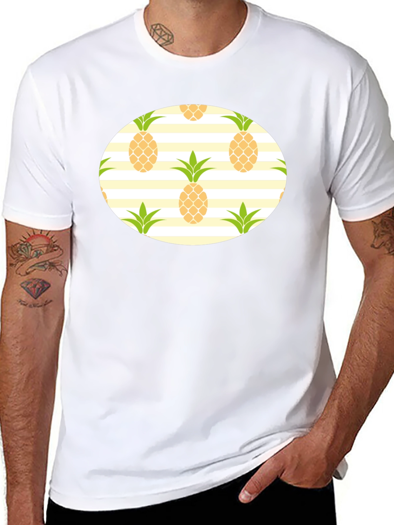 Pineapple Pattern Black T-Shirt