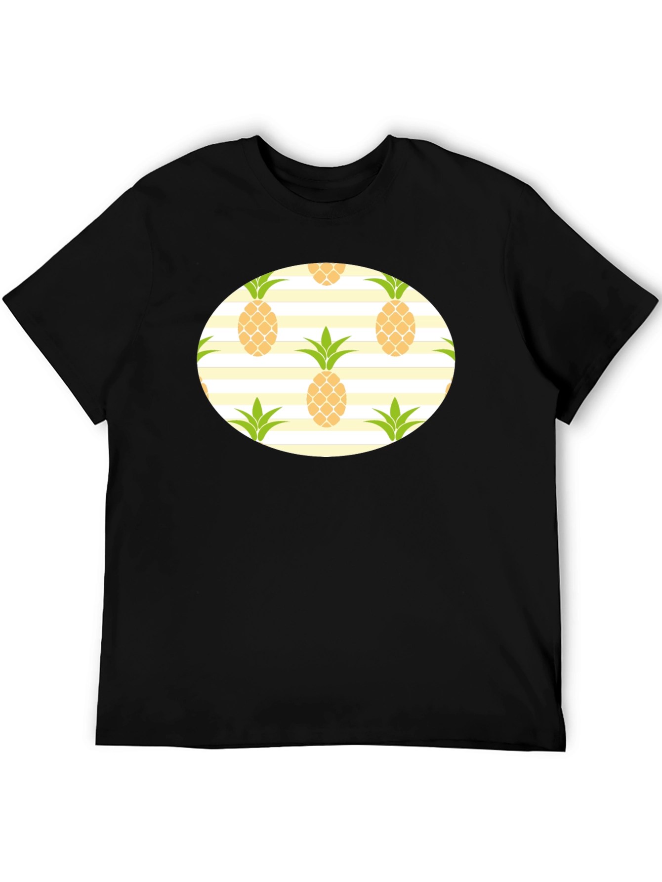 Pineapple Pattern Black T-Shirt