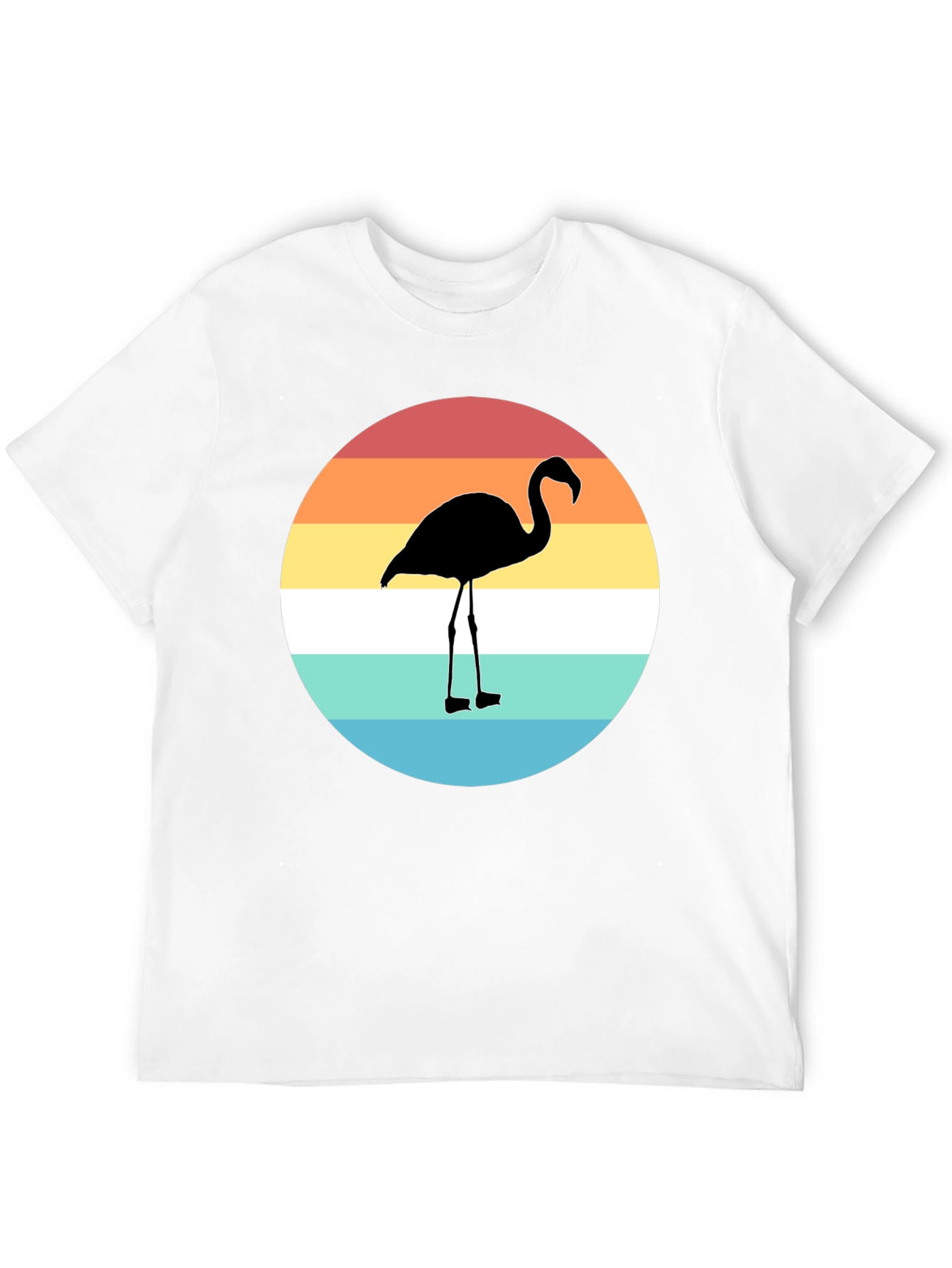 Retro Flamingo Graphic Tee - Stylish Mens Black T-Shirt