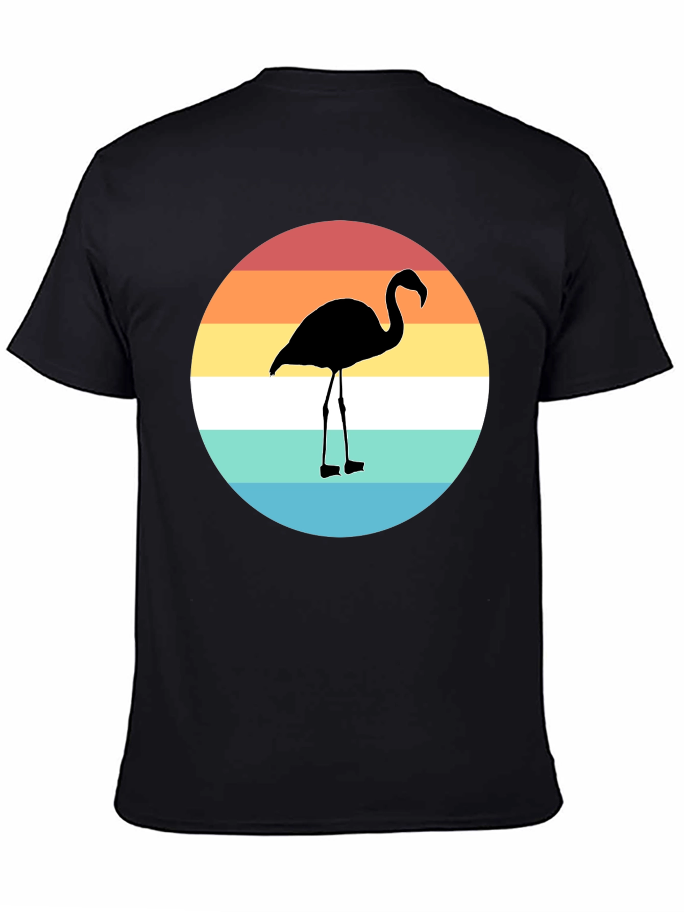 Retro Flamingo Graphic Tee - Stylish Mens Black T-Shirt