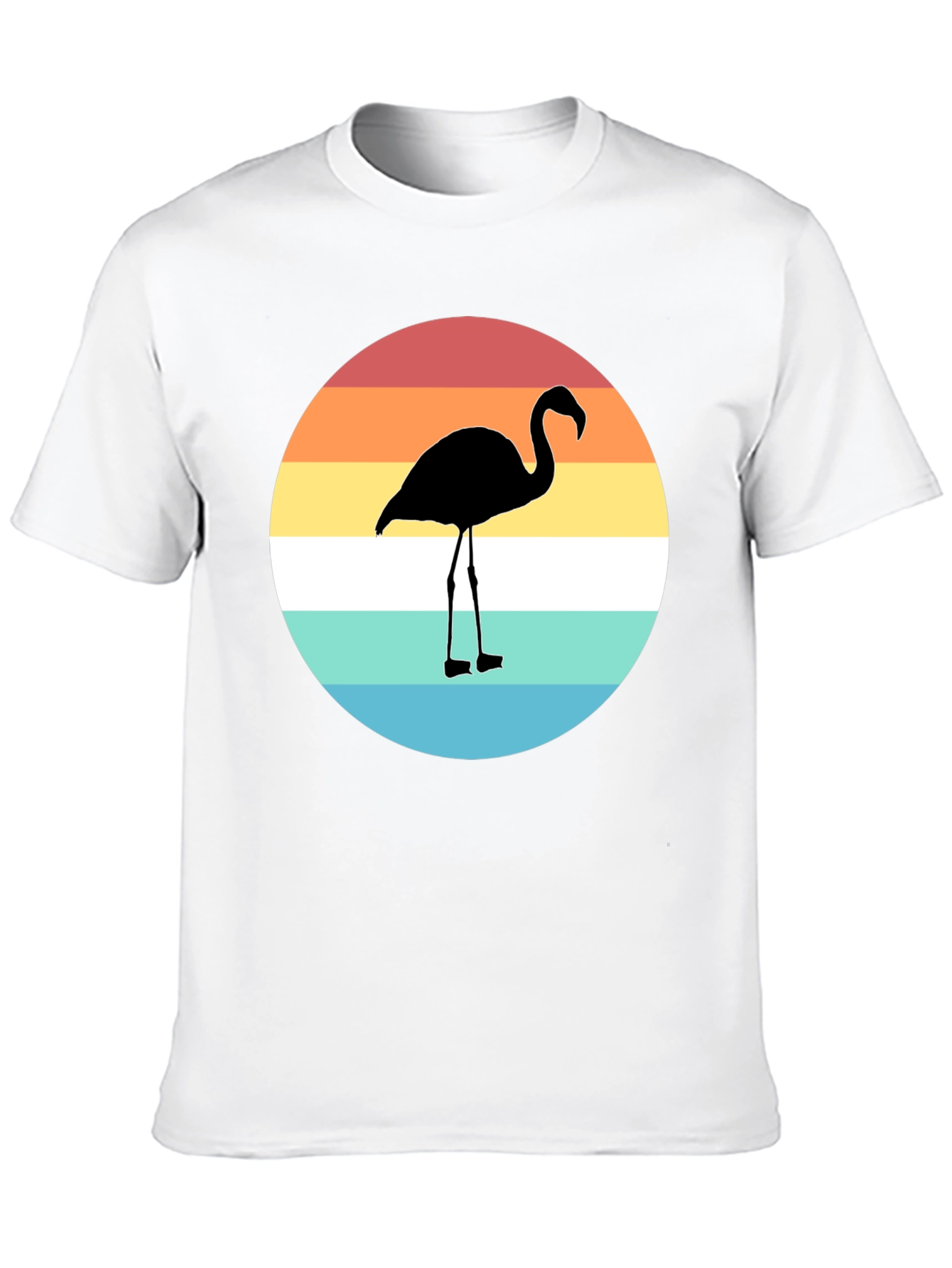 Retro Flamingo Graphic Tee - Stylish Mens Black T-Shirt