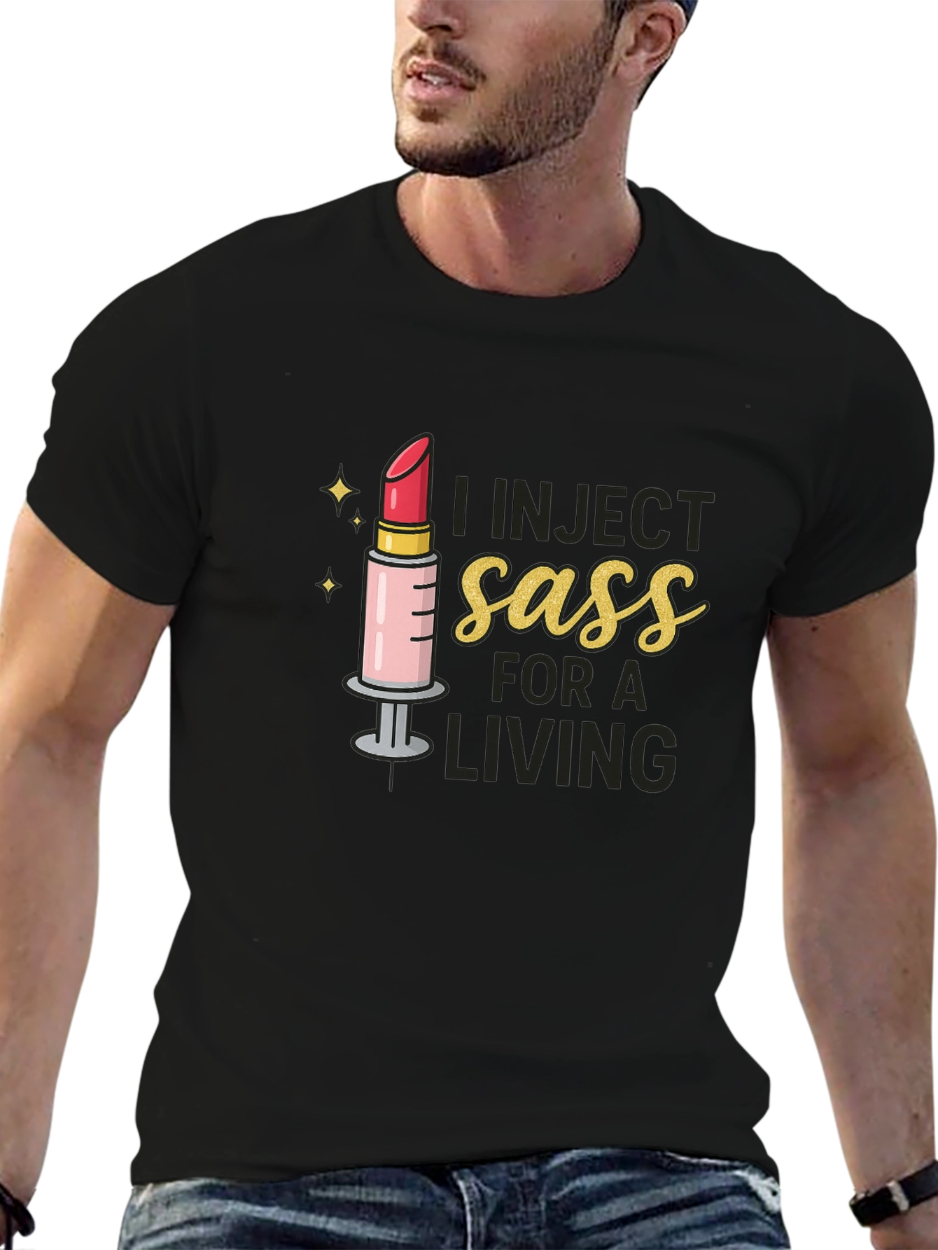 I Inject Sass For A Living Black T-Shirt