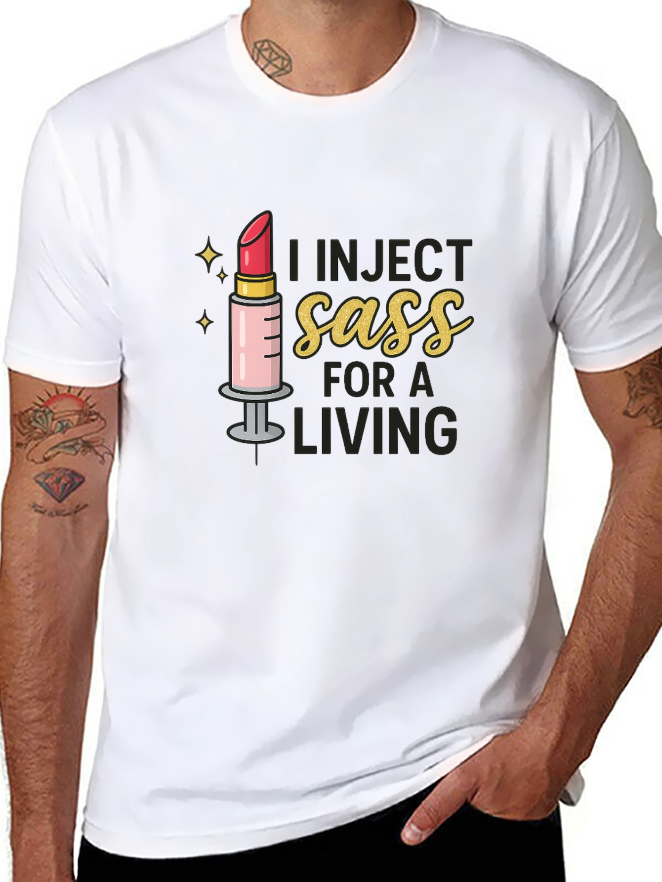 I Inject Sass For A Living Black T-Shirt