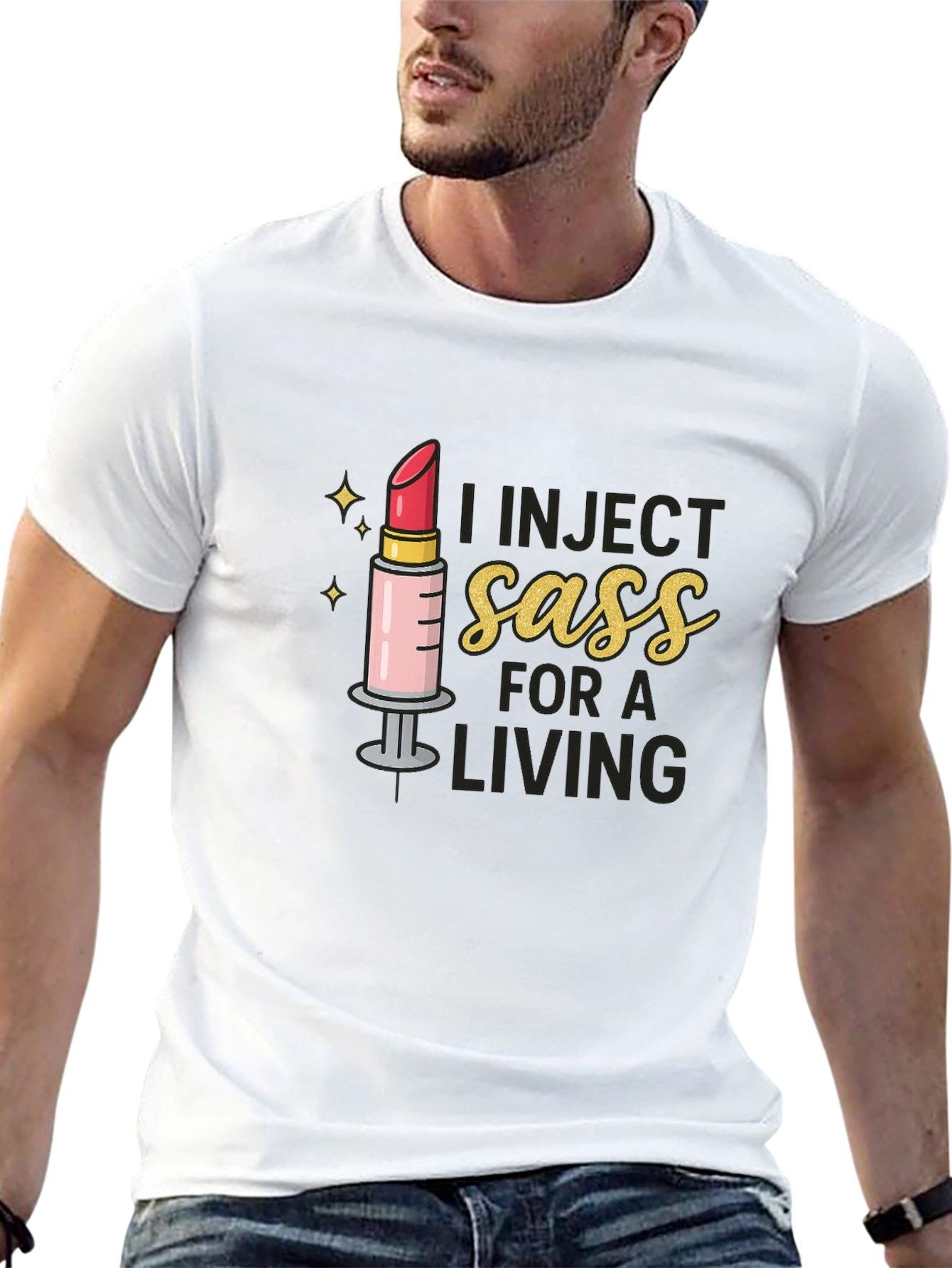 I Inject Sass For A Living Black T-Shirt