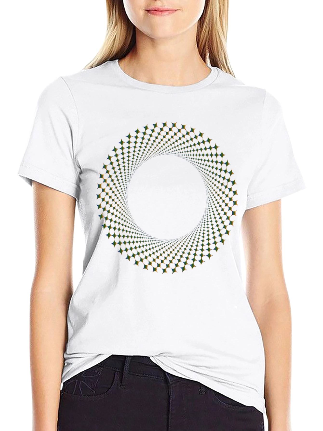 Optical Illusion Vortex Circle Black T-Shirt