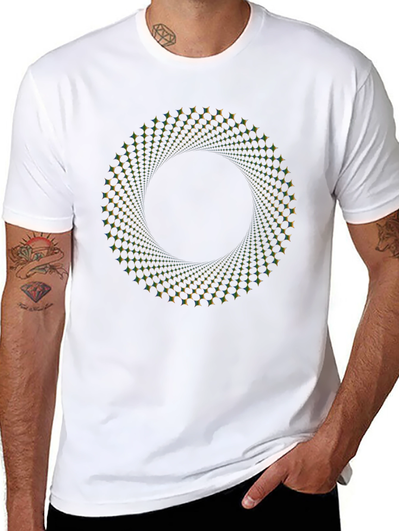 Optical Illusion Vortex Circle Black T-Shirt