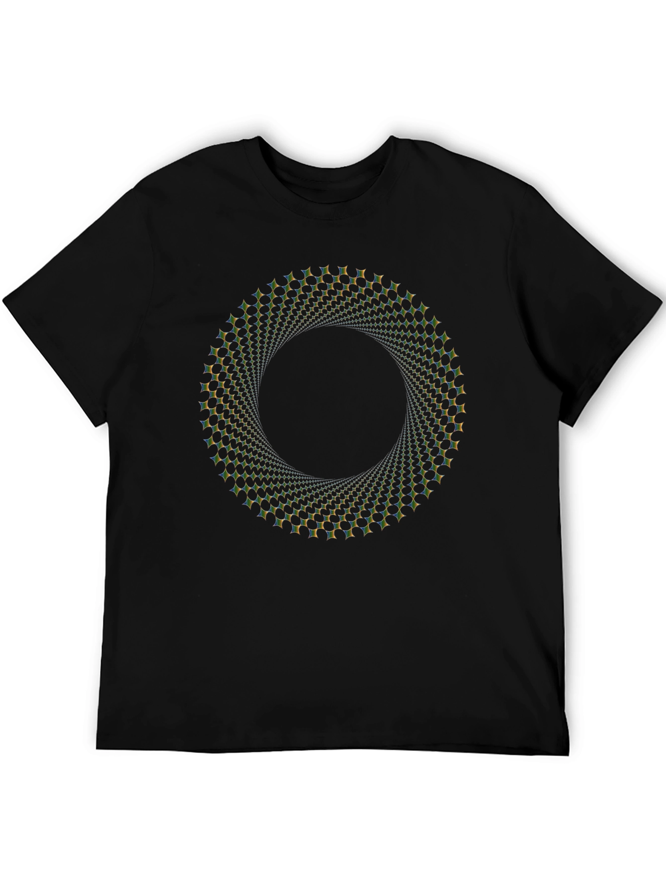 Optical Illusion Vortex Circle Black T-Shirt