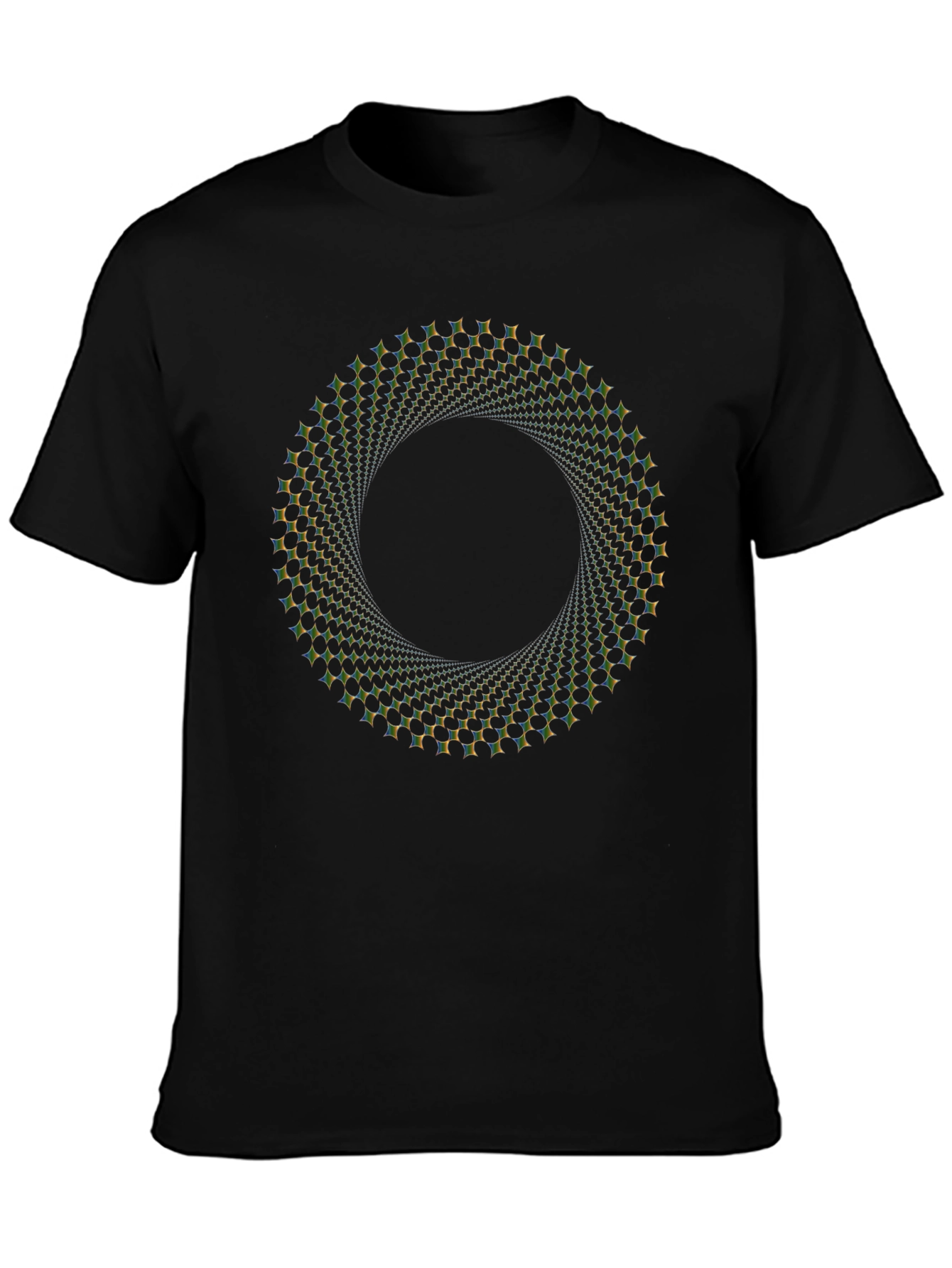 Optical Illusion Vortex Circle Black T-Shirt