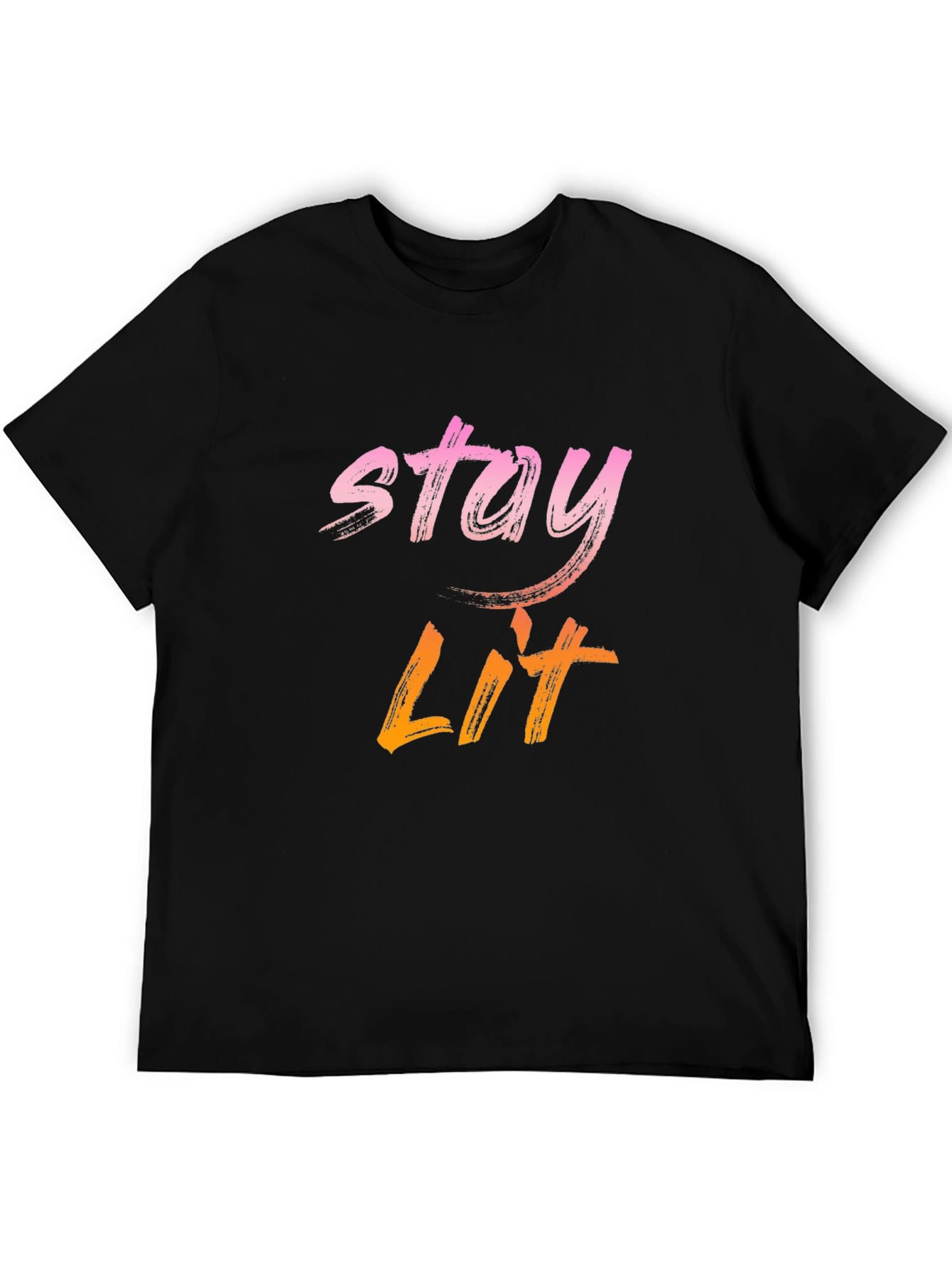 Stay Lit Graphic Print Tee - Casual Black T-Shirt