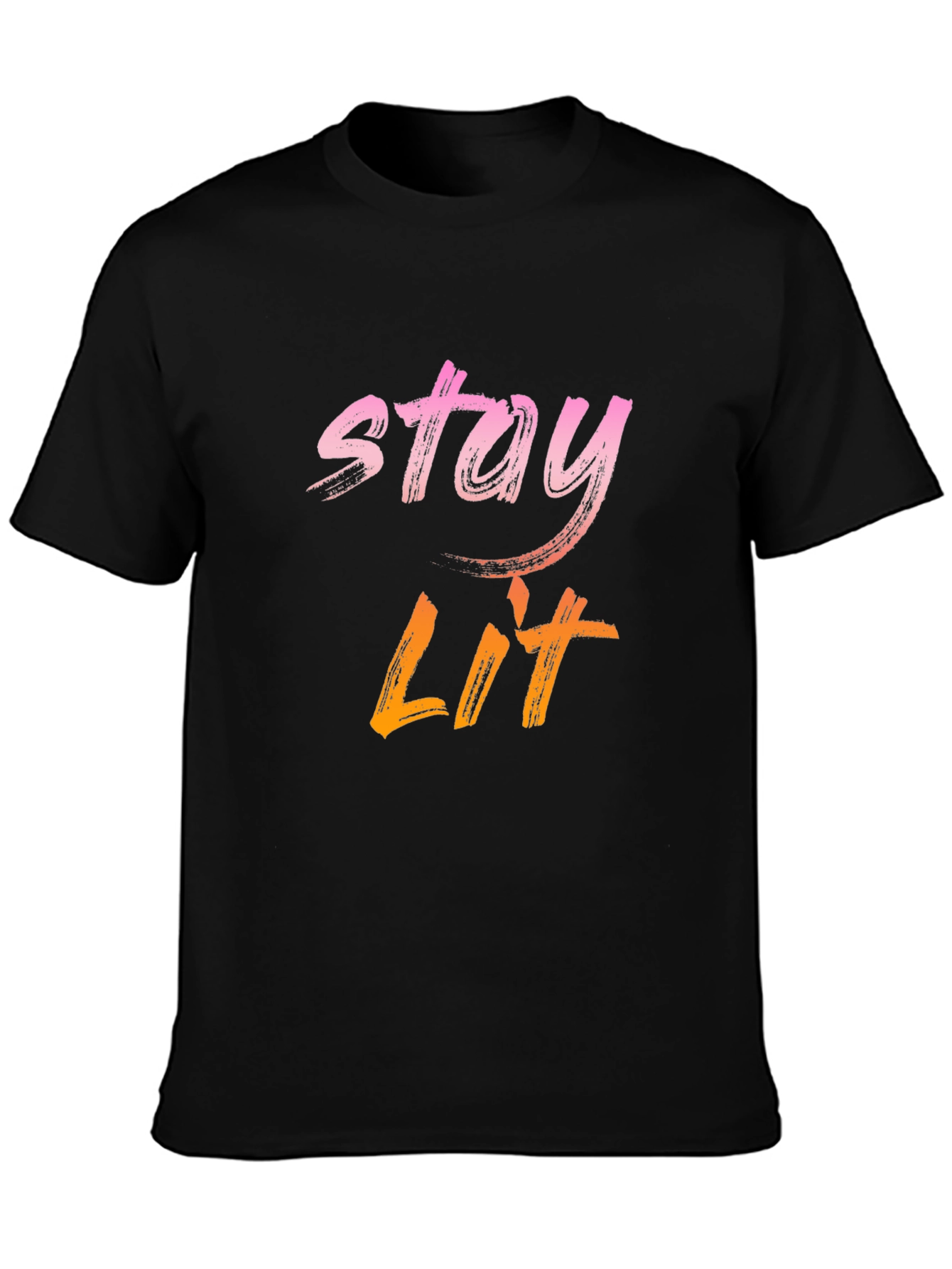 Stay Lit Graphic Print Tee - Casual Black T-Shirt