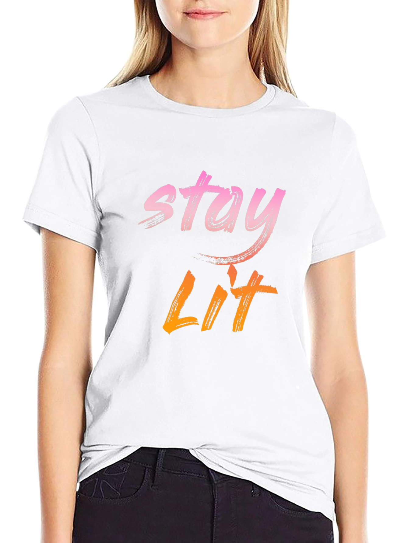 Stay Lit Graphic Print Tee - Casual Black T-Shirt