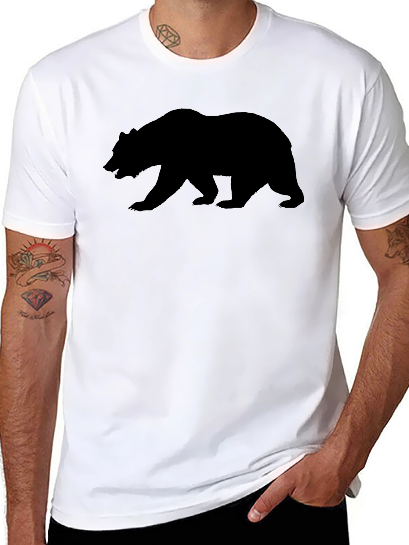 California Bear Graphic Tee - Black Cotton T-Shirt