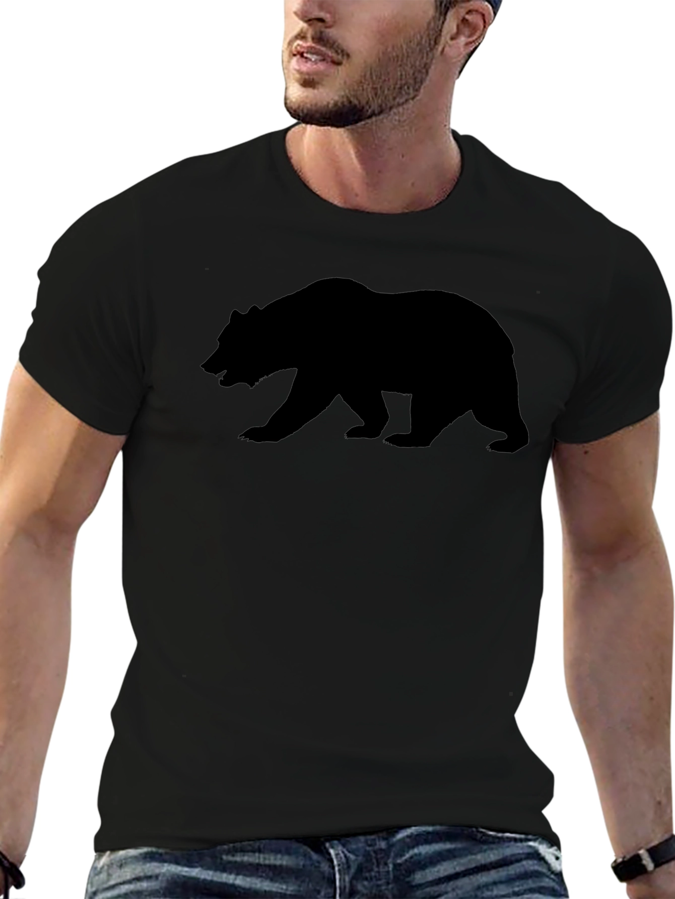 California Bear Graphic Tee - Black Cotton T-Shirt