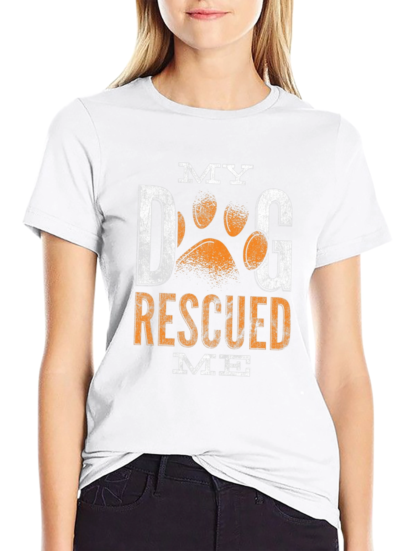 My Dog Rescued Me Black Graphic T-Shirt