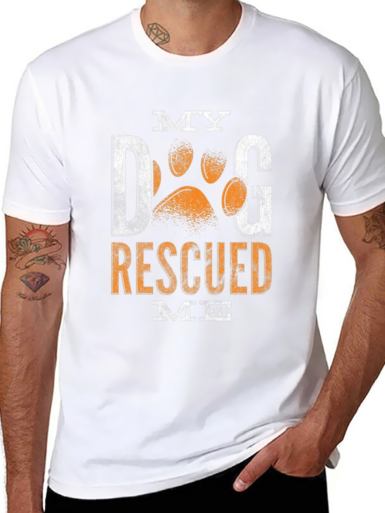 My Dog Rescued Me Black Graphic T-Shirt